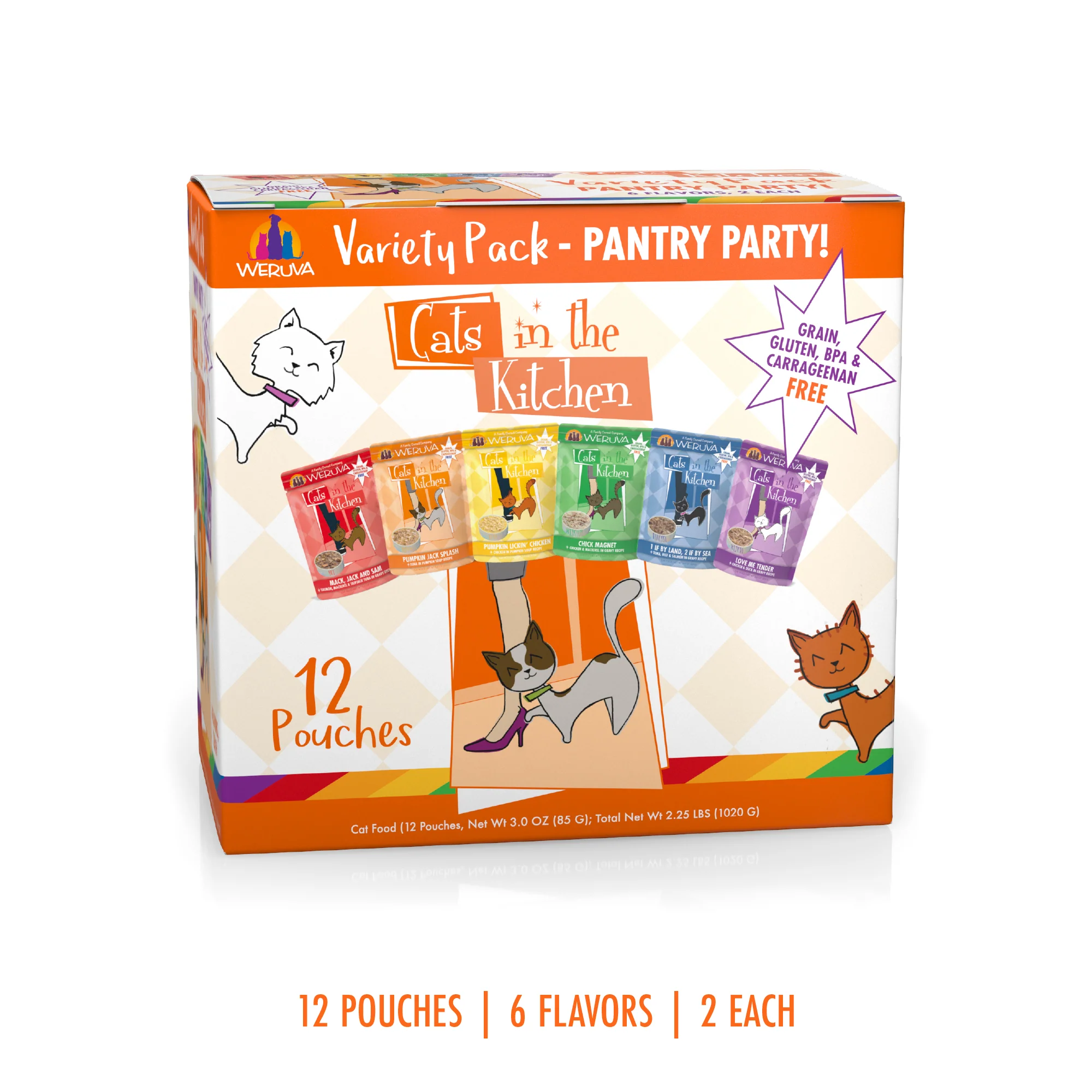 Weruva Cats in the Kitchen Variety 12 Pack Pouch Cat food 3oz  Pantry Party - Image 1