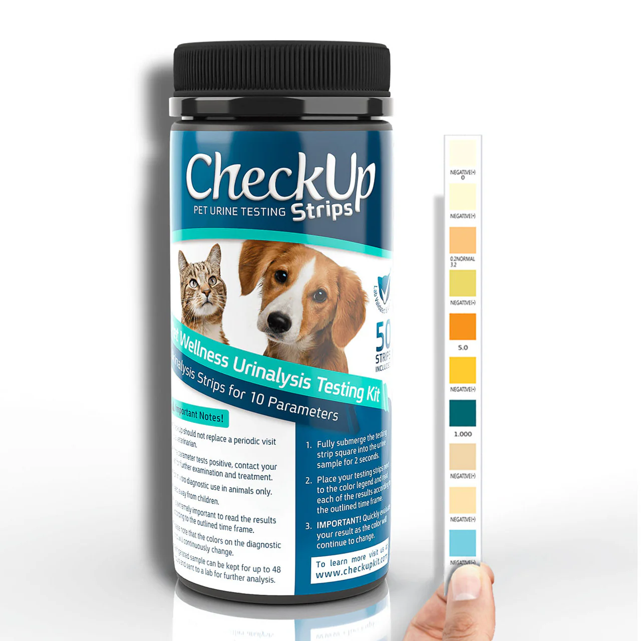 CheckUp 10-in-1 Dog and Cat Urine Testing Strips 50 ct - Image 1