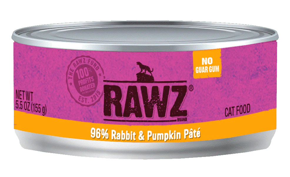 Raws Wet Cat Food 5.5oz Pate 96% Rabbit and Pumpkin - Image 1