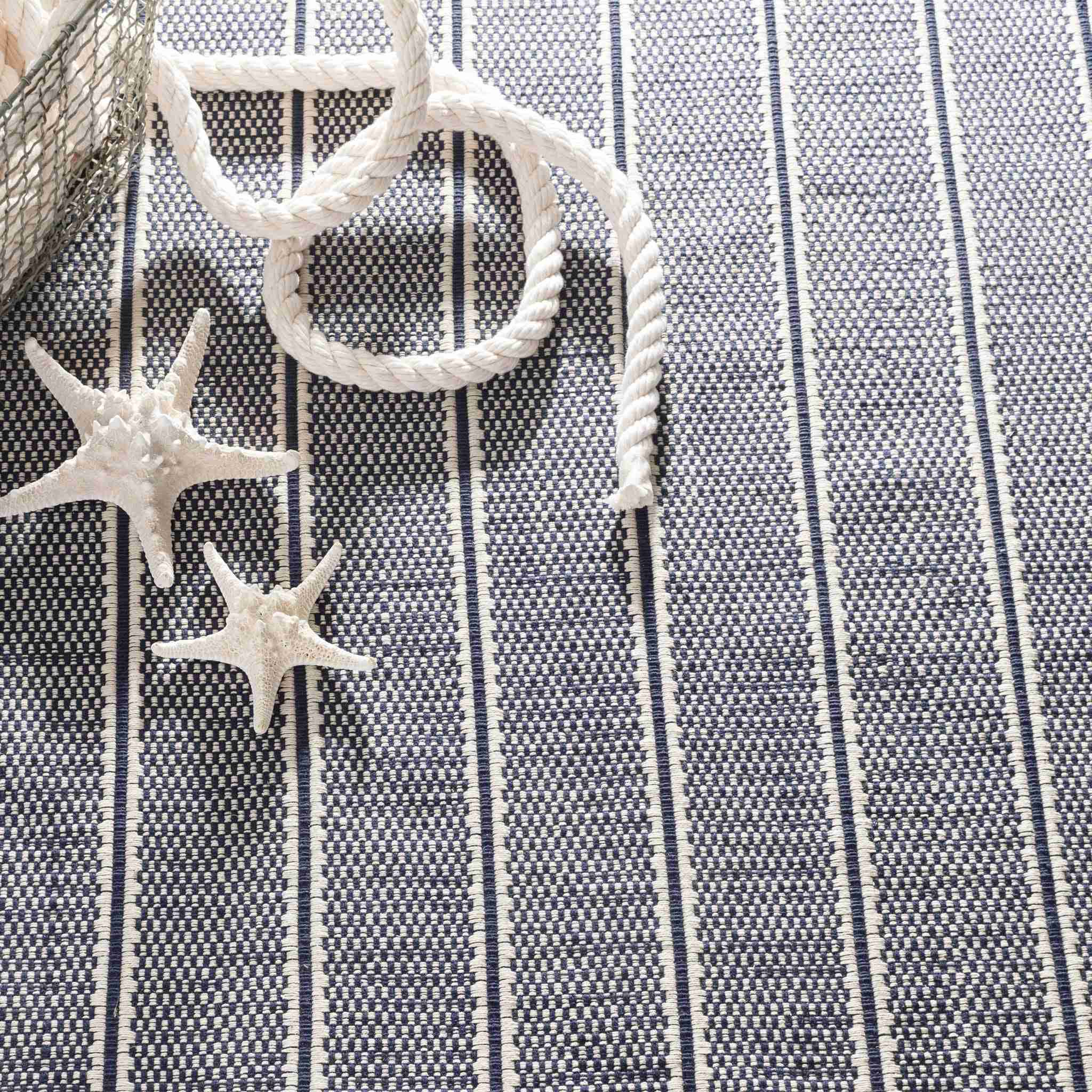 Archer Navy Handwoven Cotton Rug - Image 2