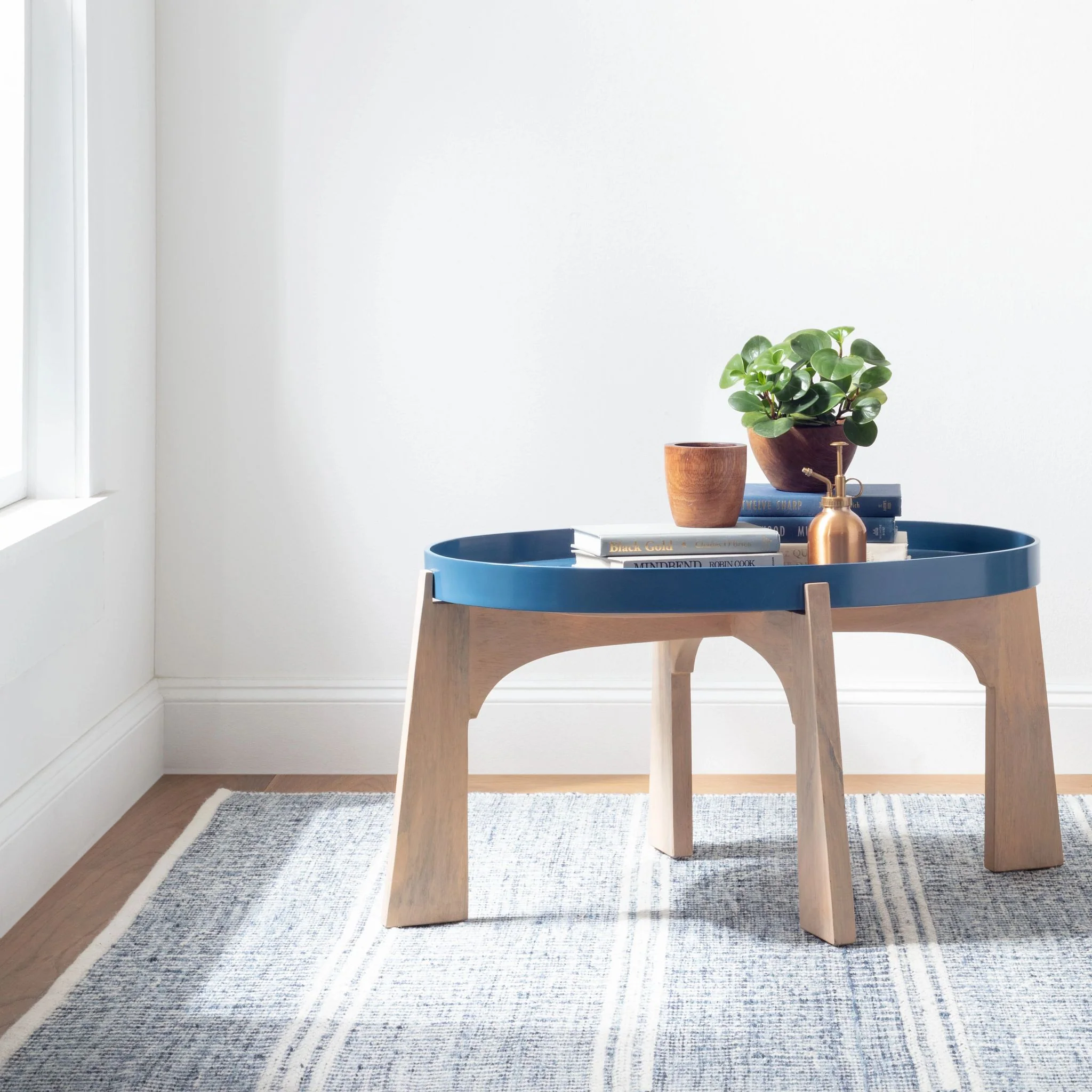 Malta Blue Handwoven Wool Rug - Image 2