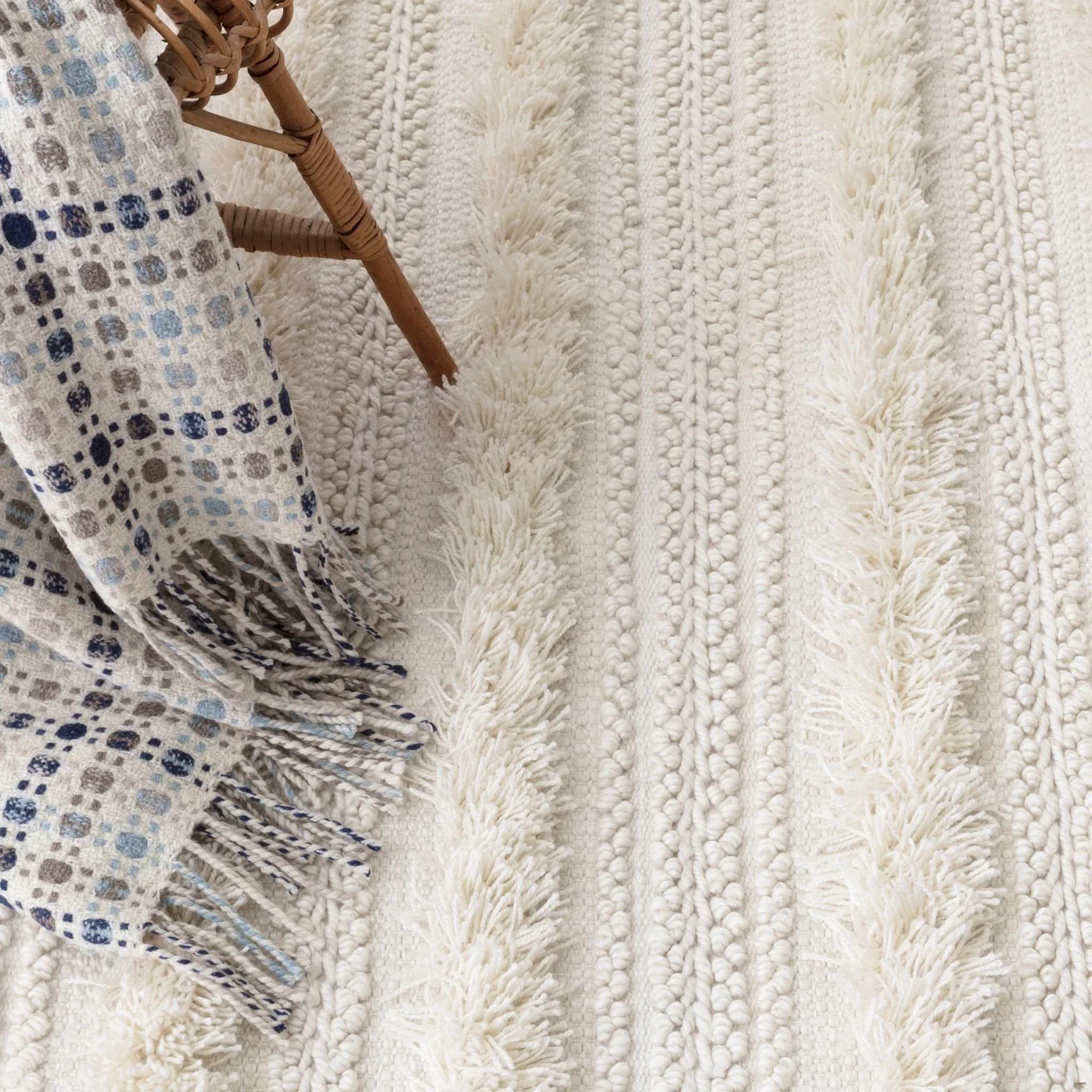 Zhara Stripe Ivory Handwoven Performance Rug - Image 2