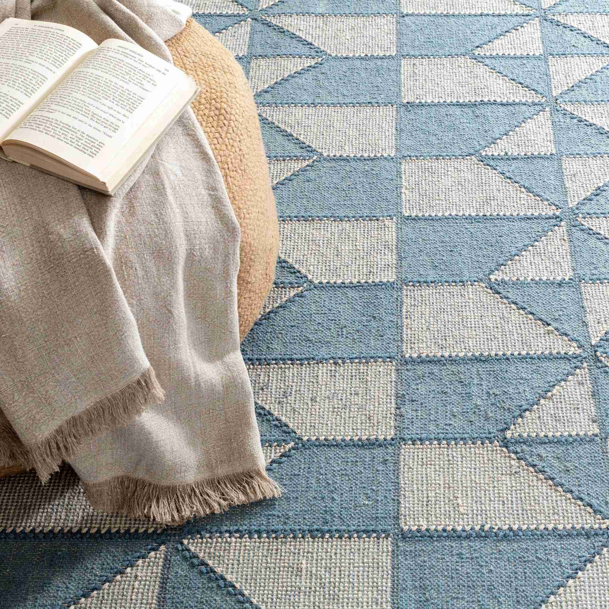 Ojai Blue Hand Loom Knotted Cotton Rug - Image 2