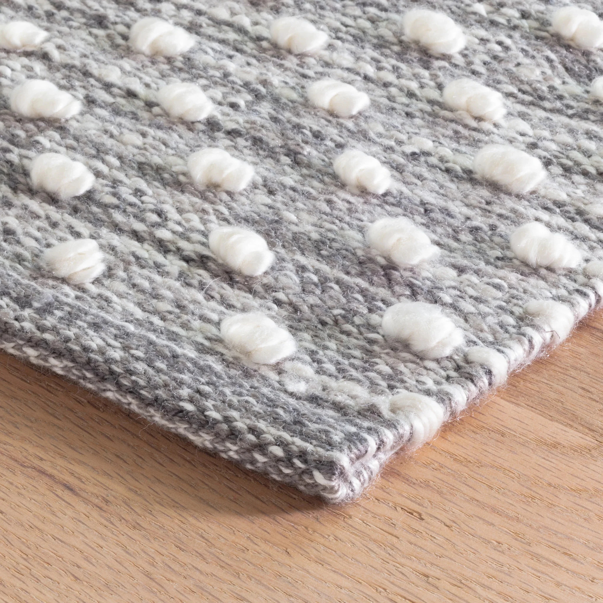Hobnail Grey Handwoven Performance Rug - Image 3