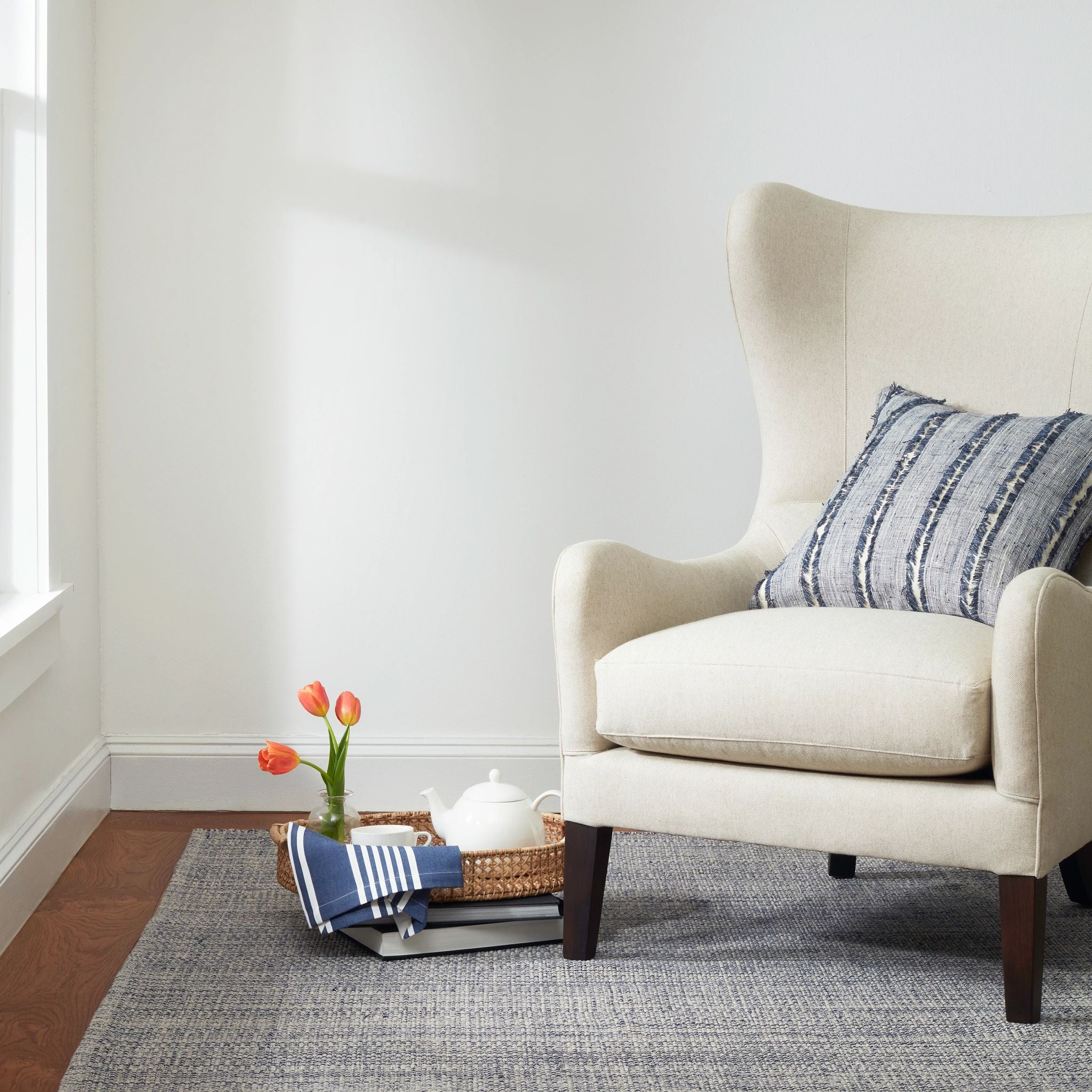 Marled Indigo Handwoven Cotton Rug - Image 3