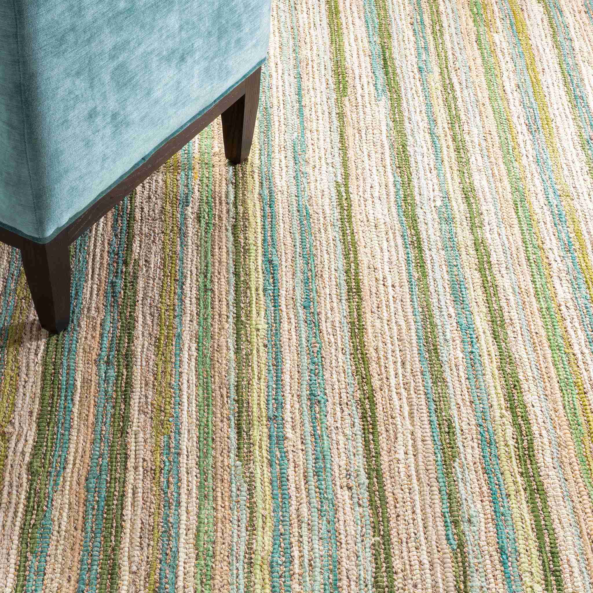 Francisco Green Handwoven Cotton Rug - Image 2