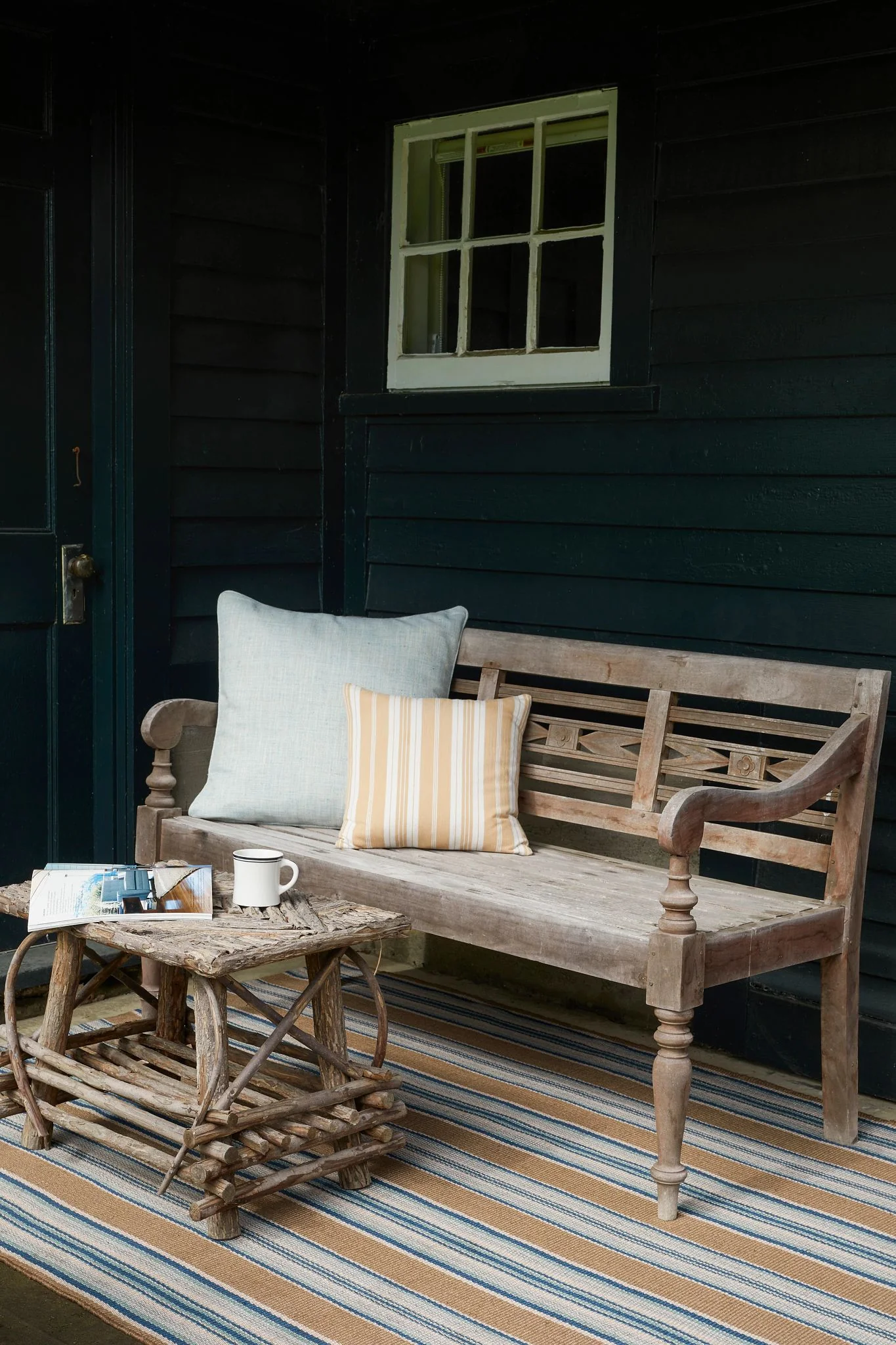 Blue Heron Stripe Handwoven Indoor/Outdoor Rug - Image 3