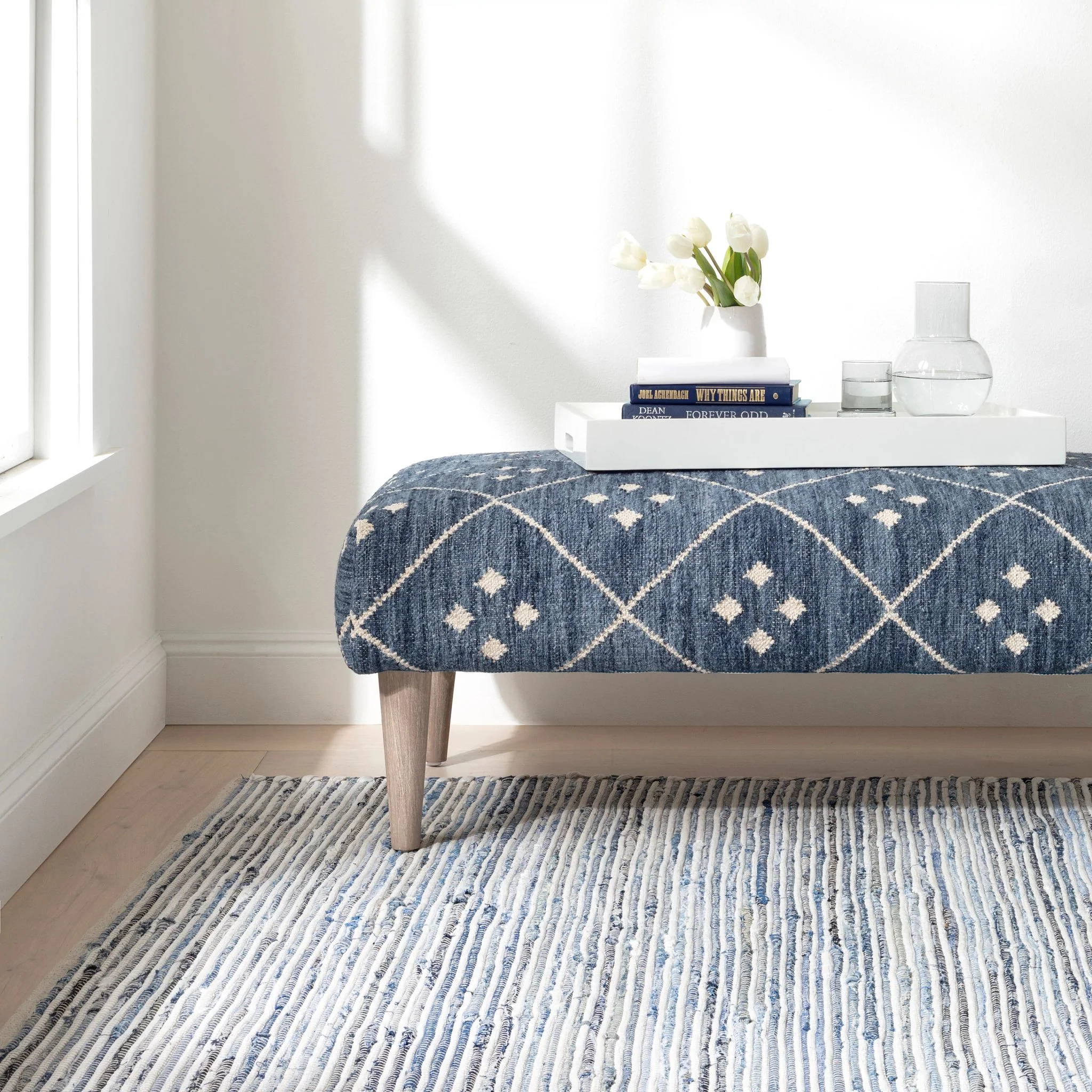 Denim Rag Ribbed Handwoven Cotton Rug - Image 3