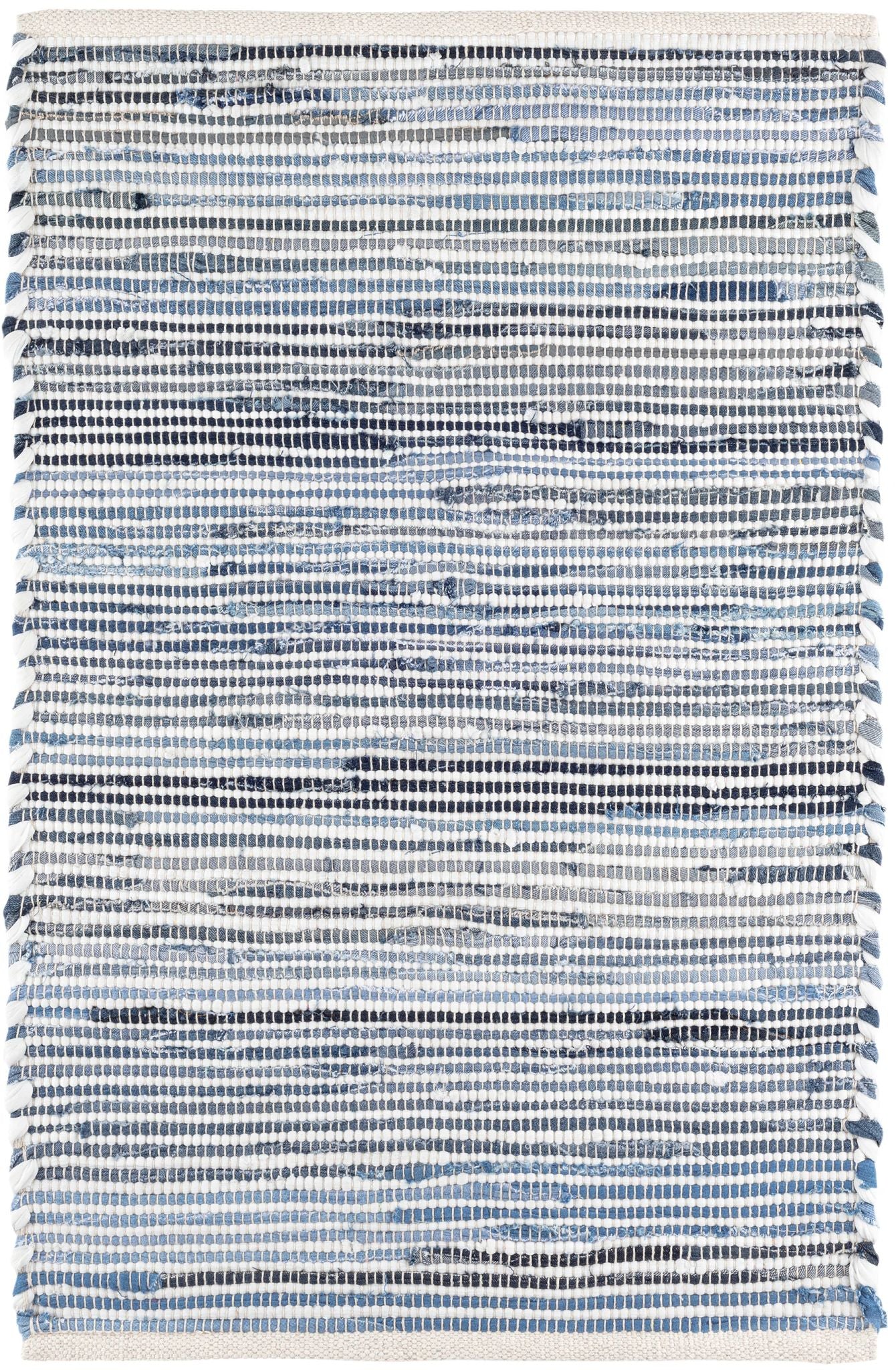 Denim Rag Ribbed Handwoven Cotton Rug - Image 1