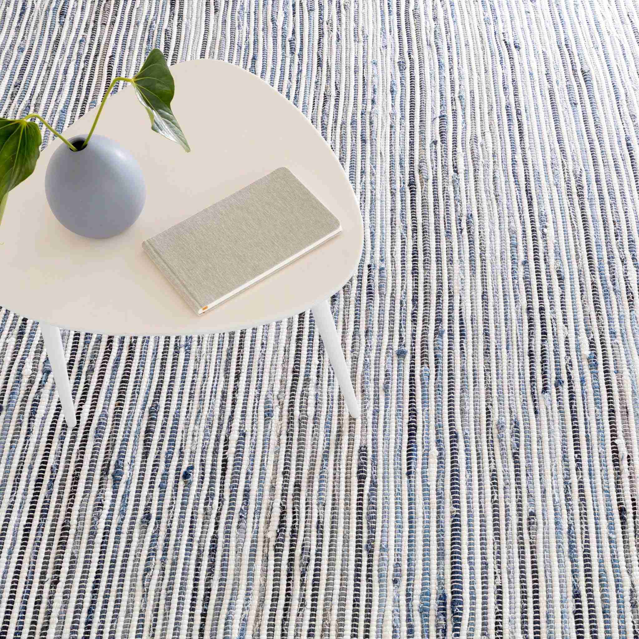 Denim Rag Ribbed Handwoven Cotton Rug - Image 2