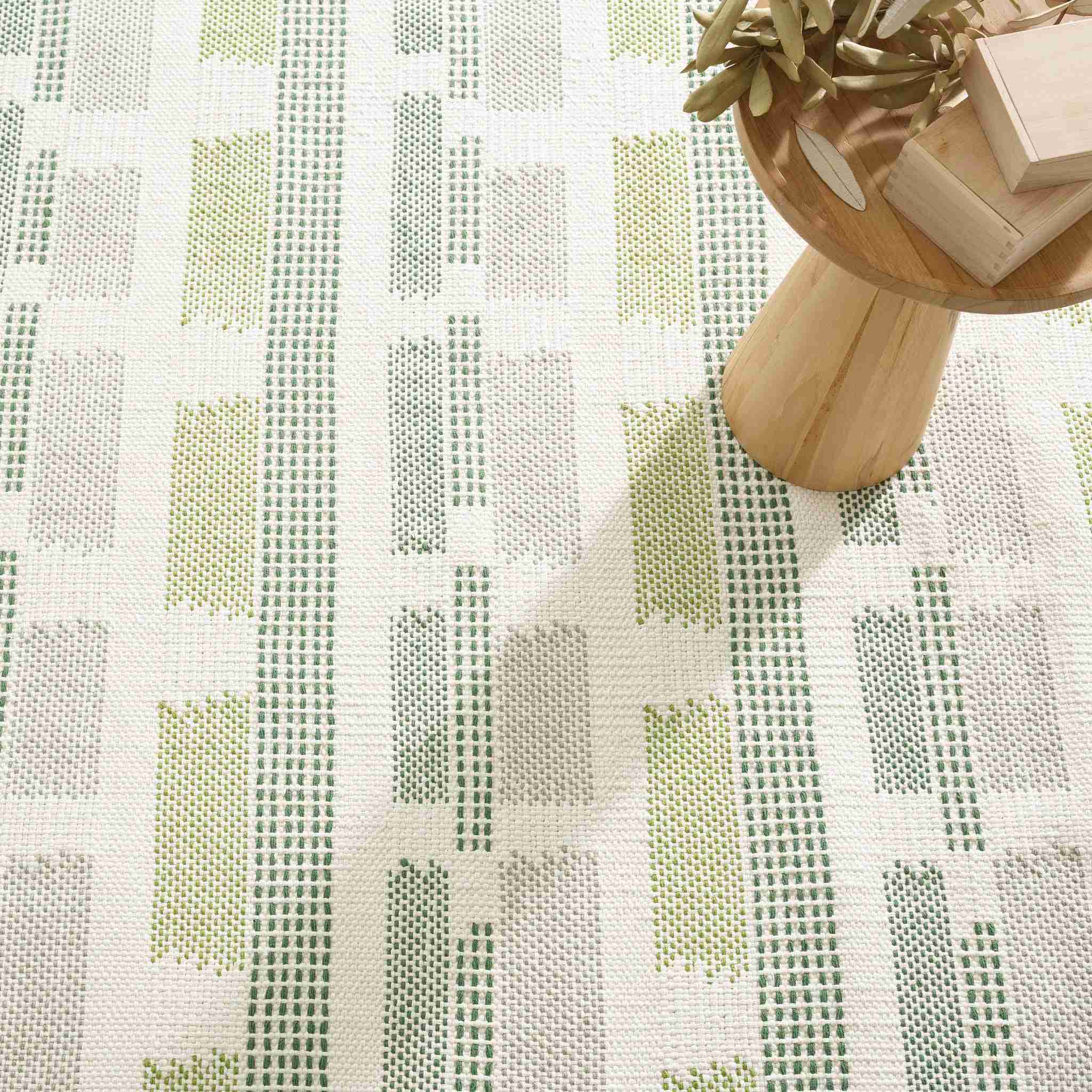 Tread Lightly Green Handwoven Cotton Rug - Image 2