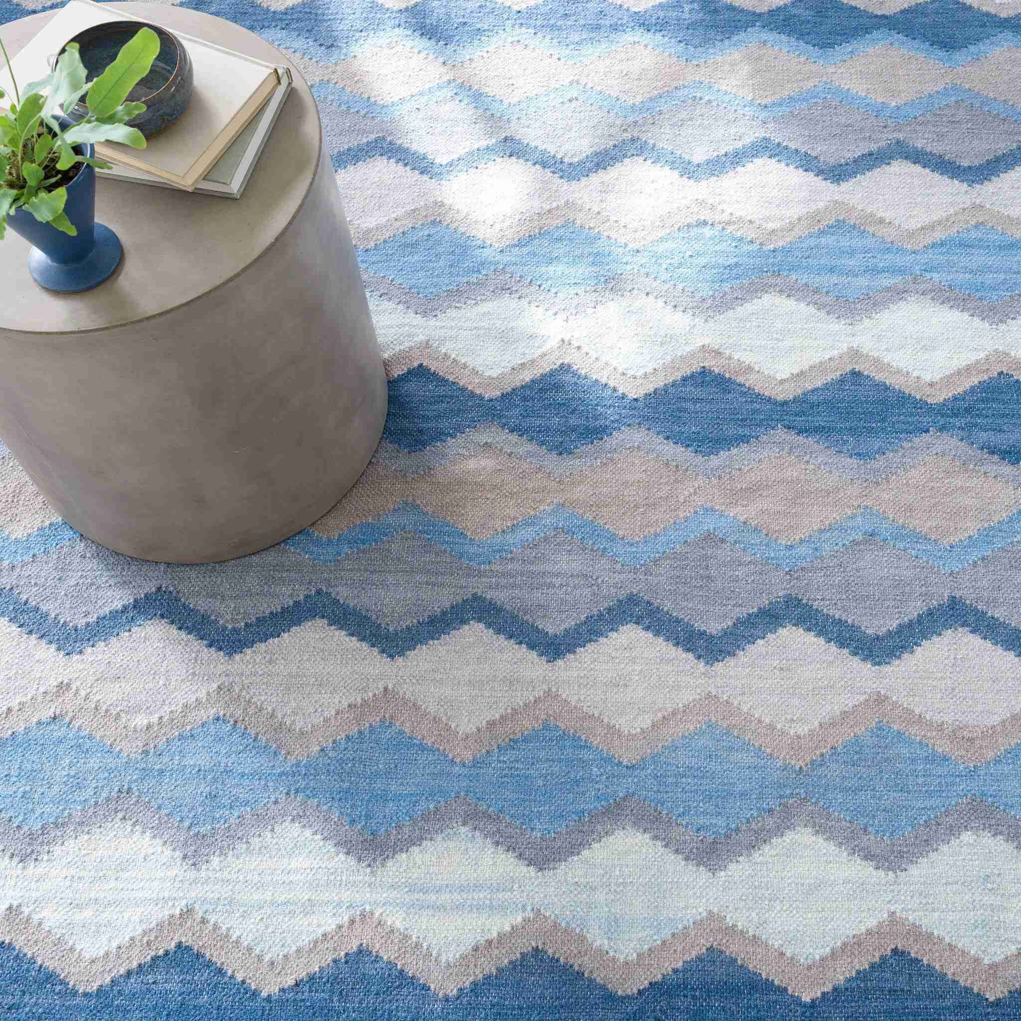 Safety Net Blue Handwoven Wool Rug - Image 2