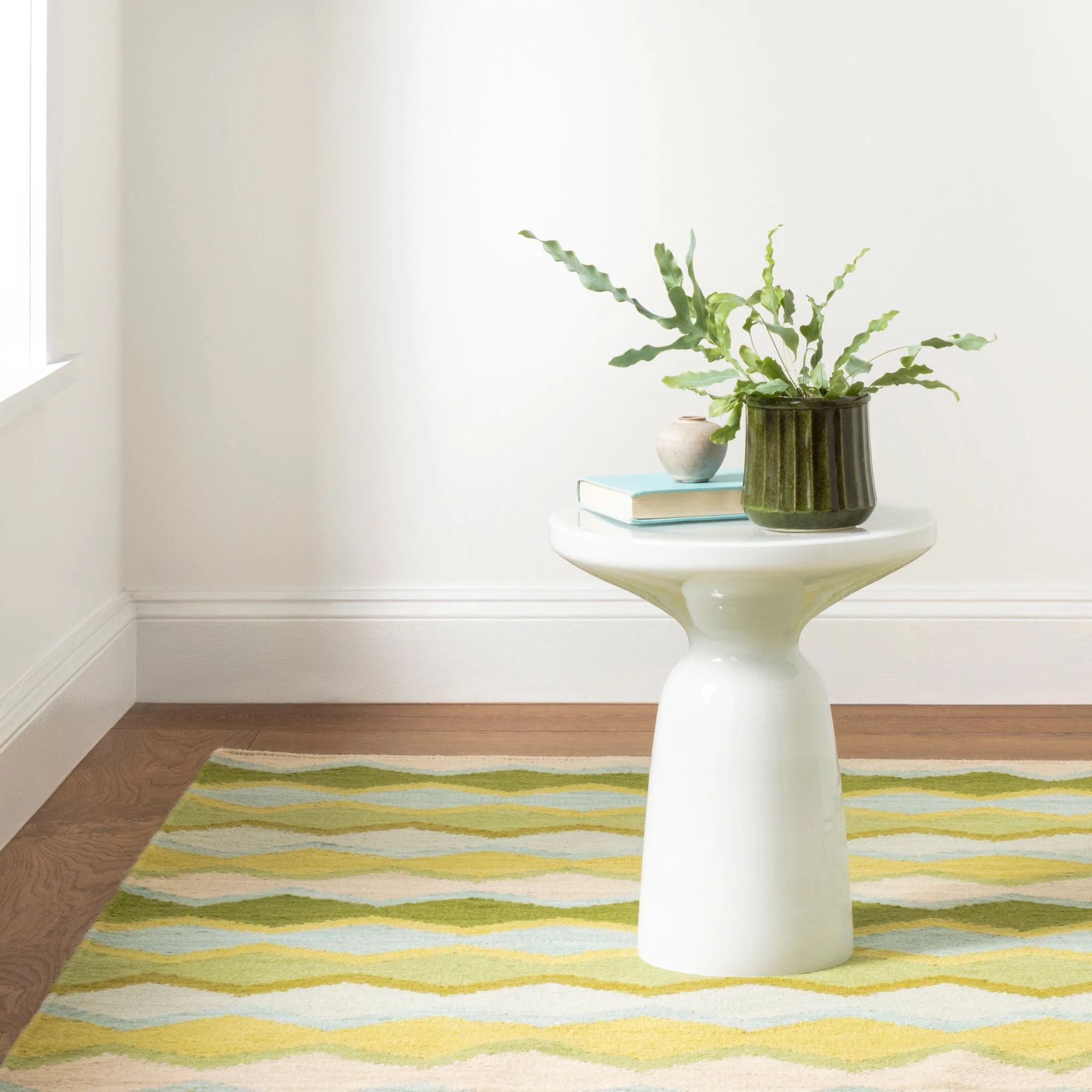 Safety Net Green Handwoven Wool Rug - Image 3