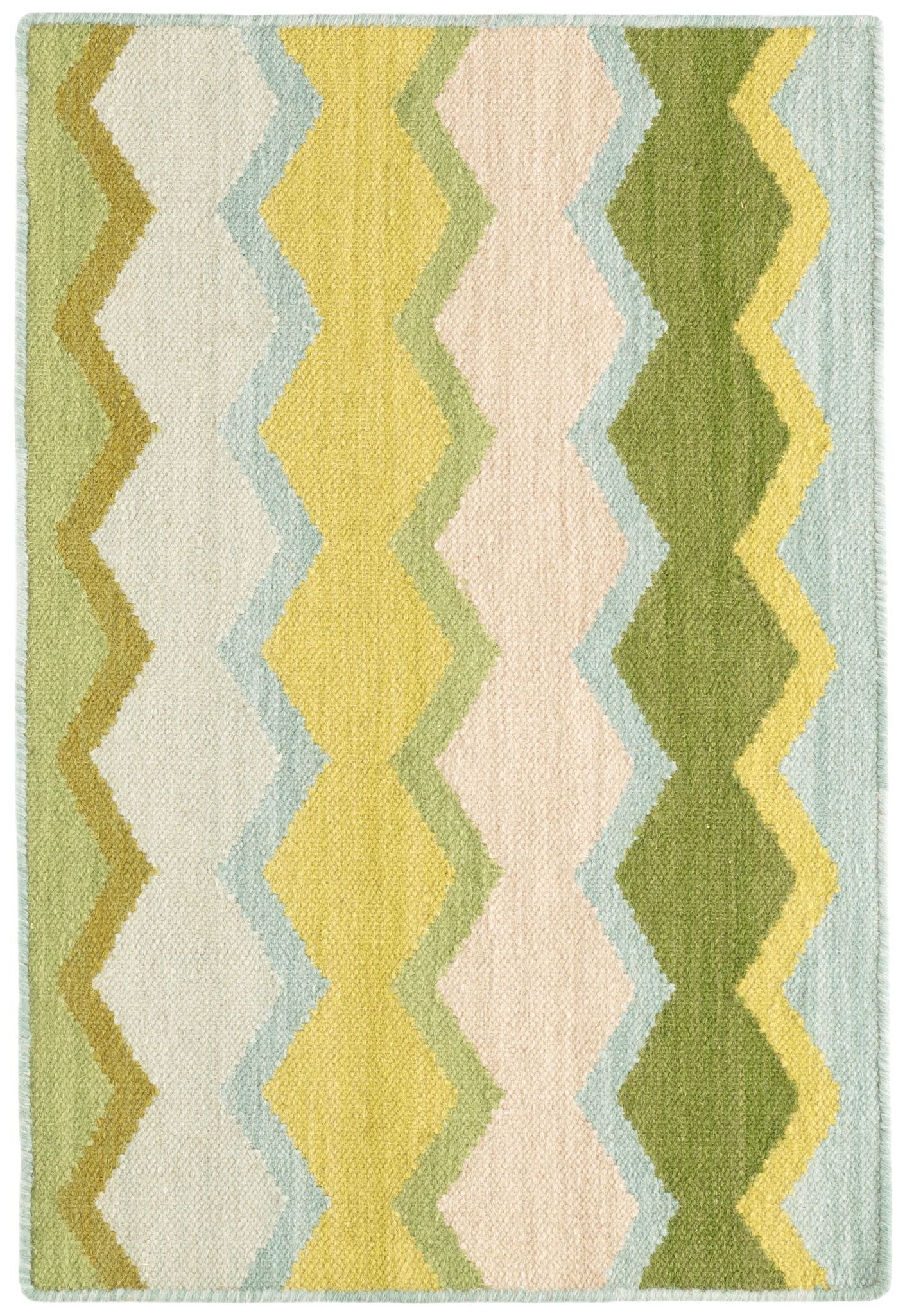 Safety Net Green Handwoven Wool Rug - Image 1