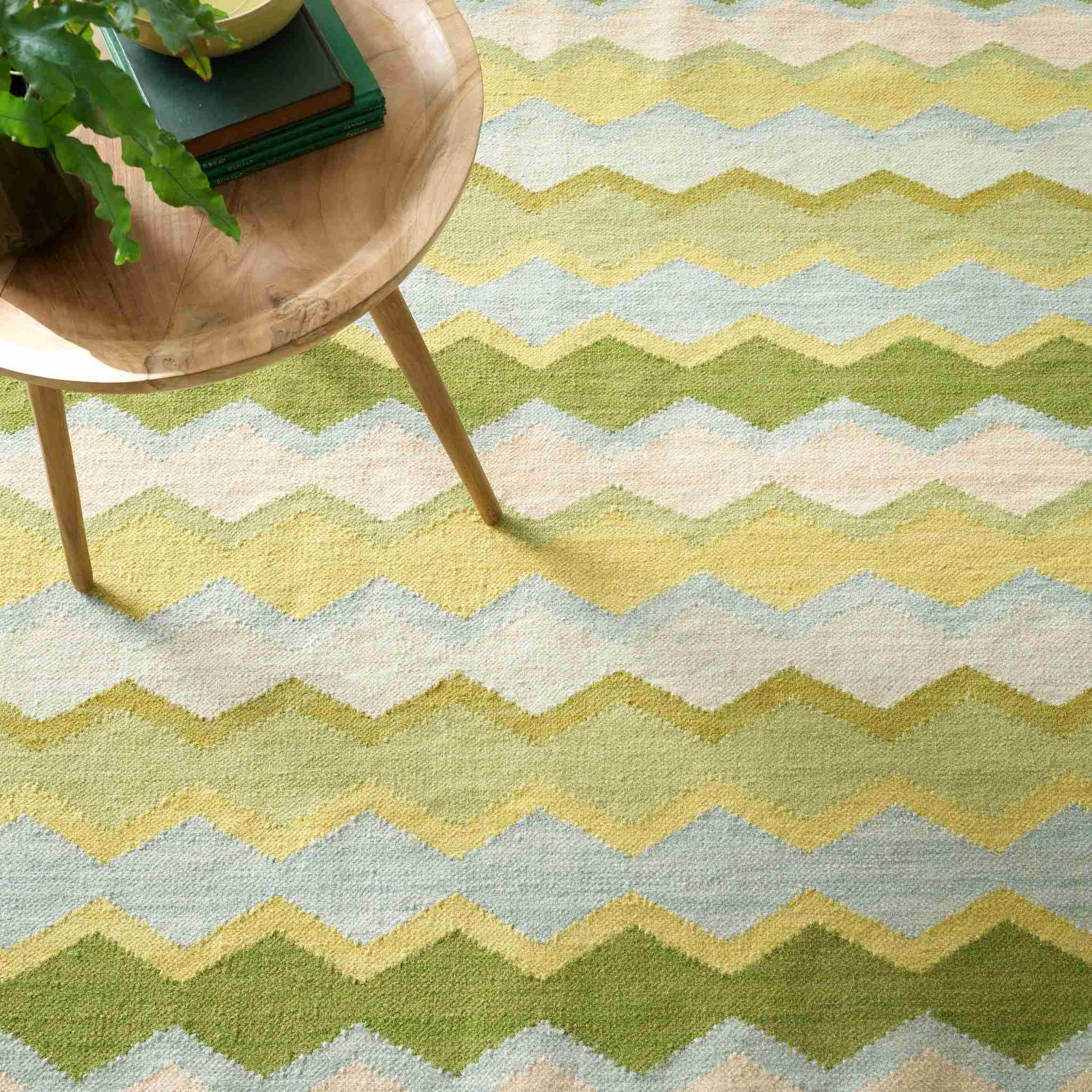 Safety Net Green Handwoven Wool Rug - Image 2