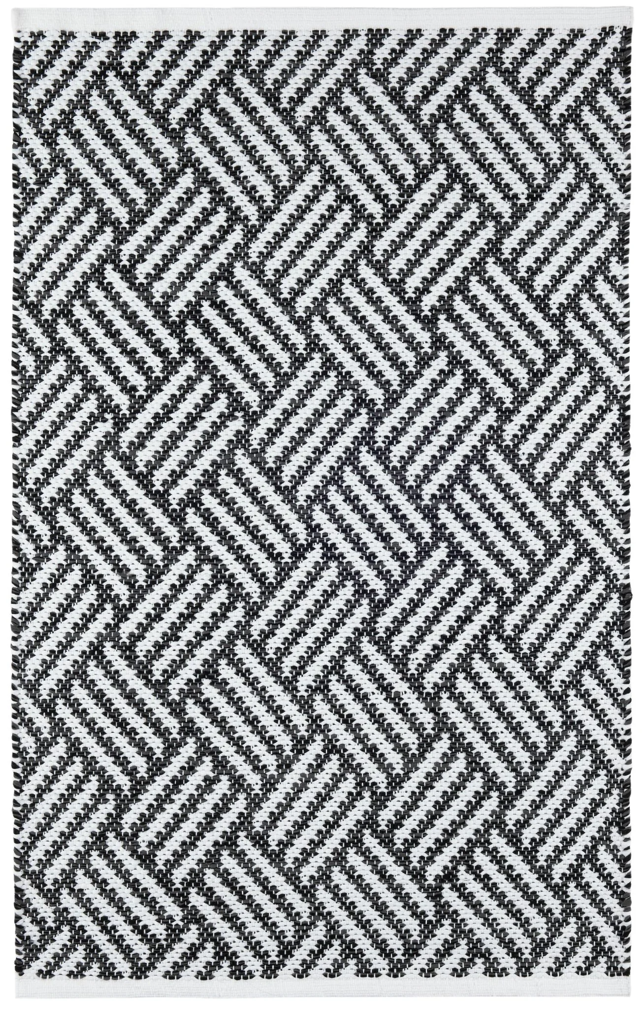 Crisscross Black Handwoven Indoor/Outdoor Rug - Image 1