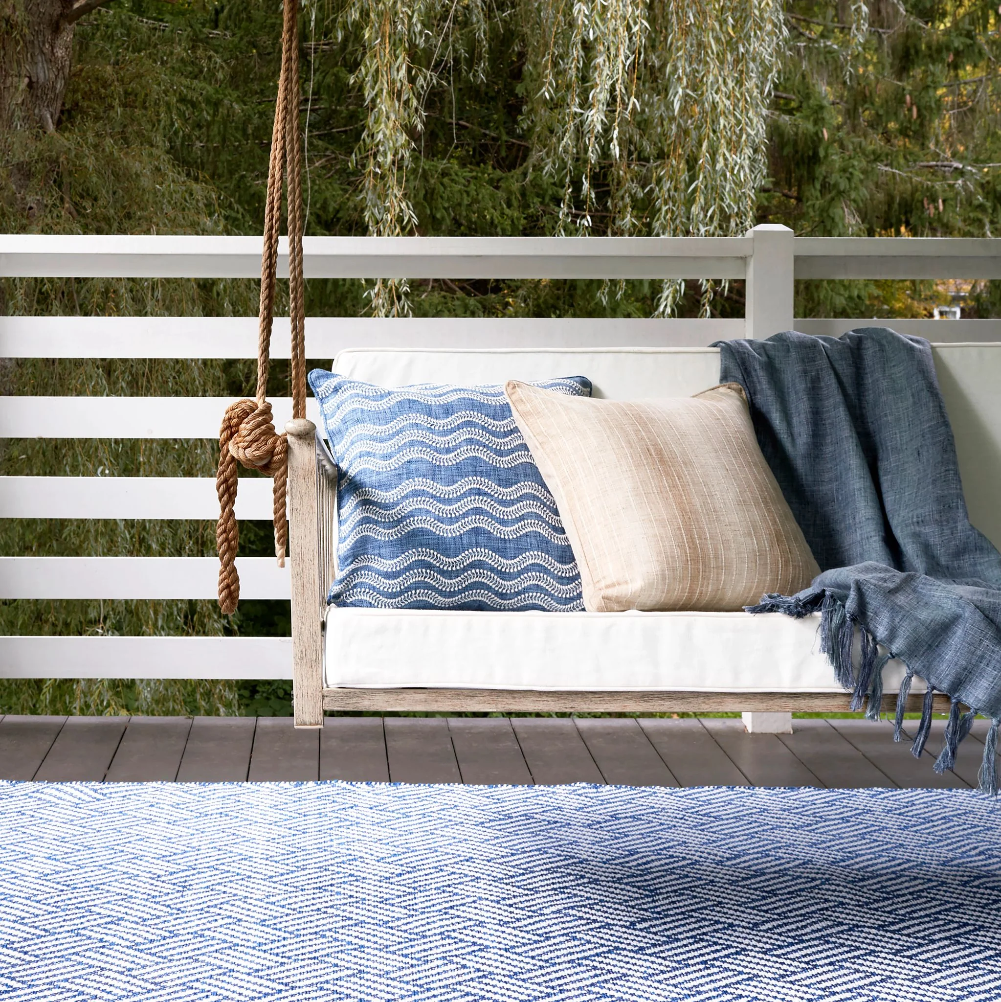 Crisscross Denim Handwoven Indoor/Outdoor Rug - Image 3