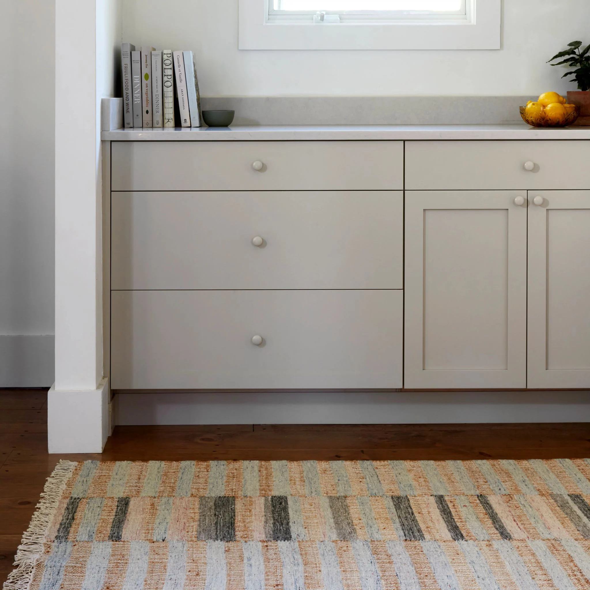 Ravel Stripe Blue Handwoven Wool Rug - Image 3