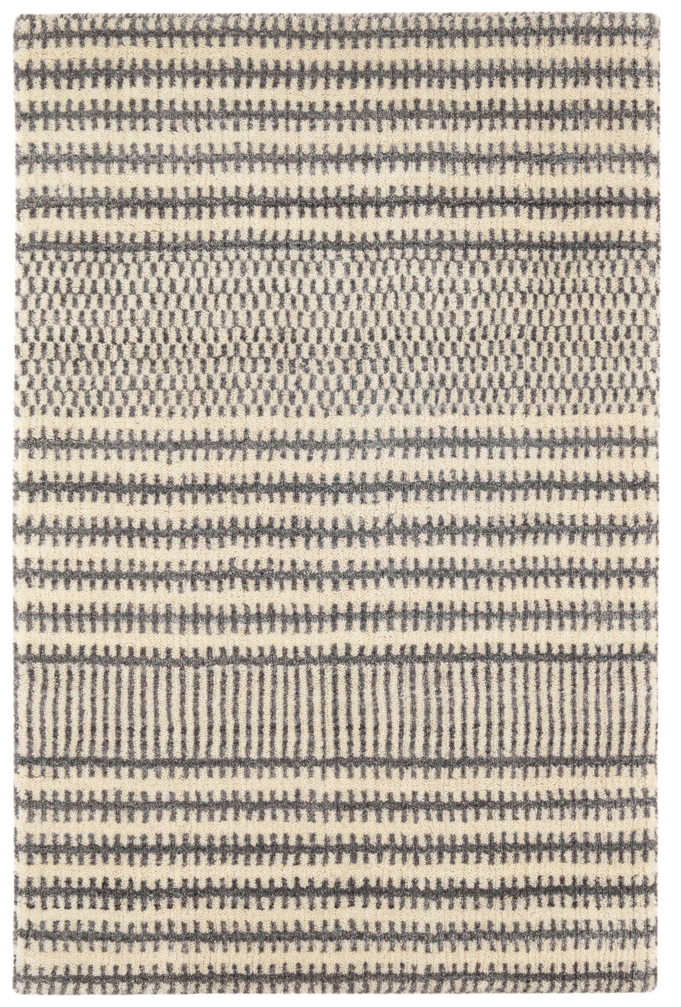 Tracks Grey Hand Loom Knotted Wool Rug - Image 1