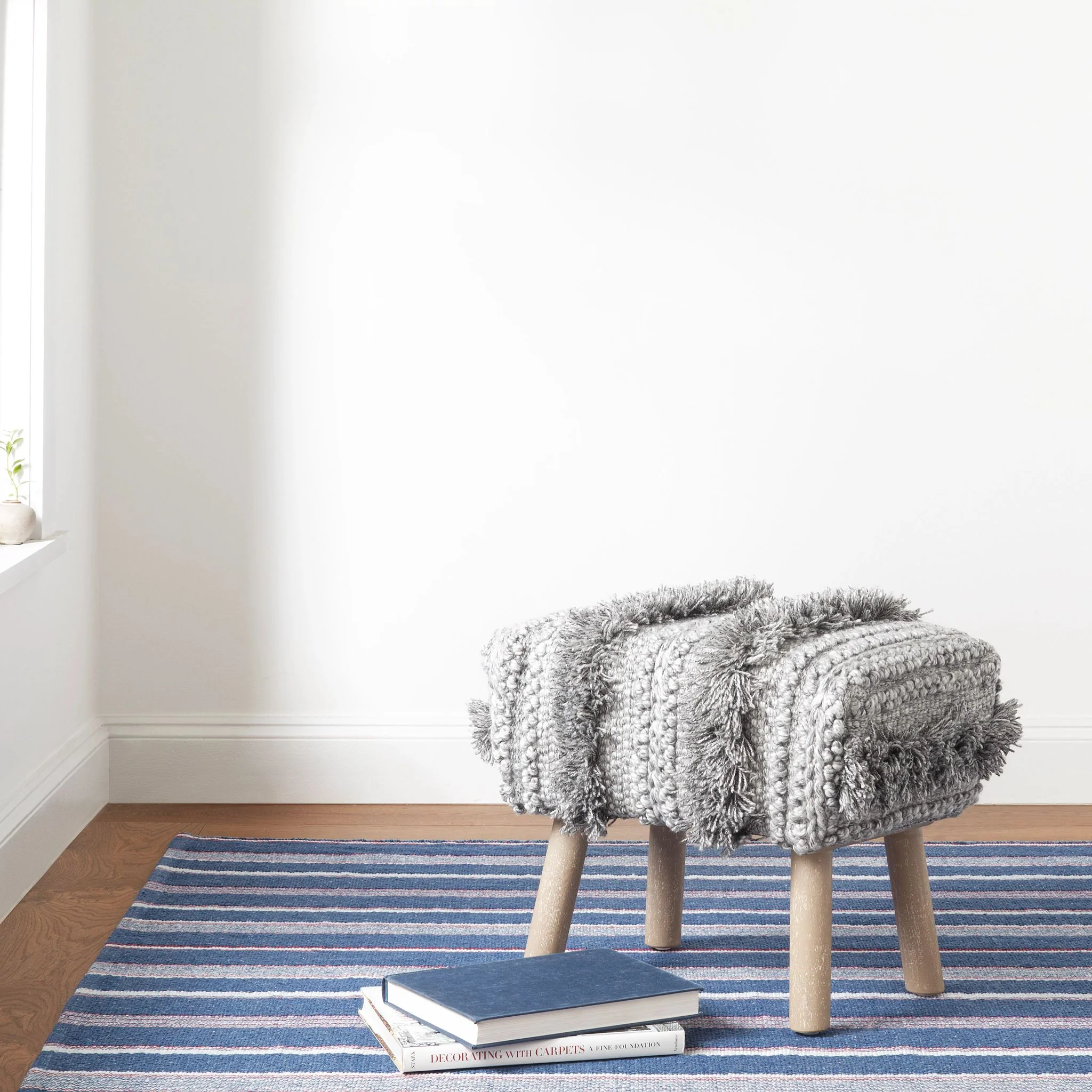 Camden Stripe Denim Handwoven Cotton Rug - Image 3