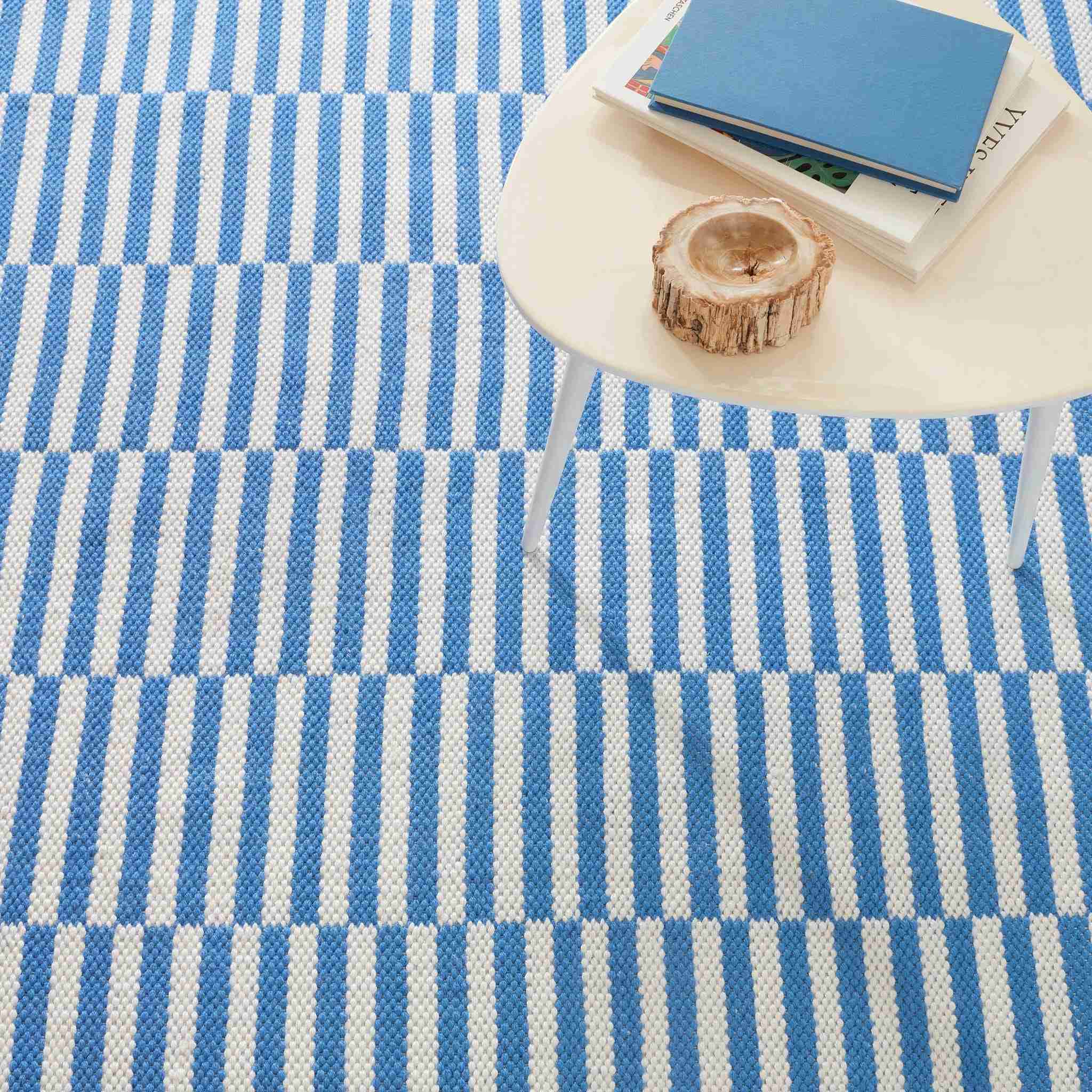 Sailing Stripe French Blue Handwoven Indoor/Outdoor Rug - Image 2