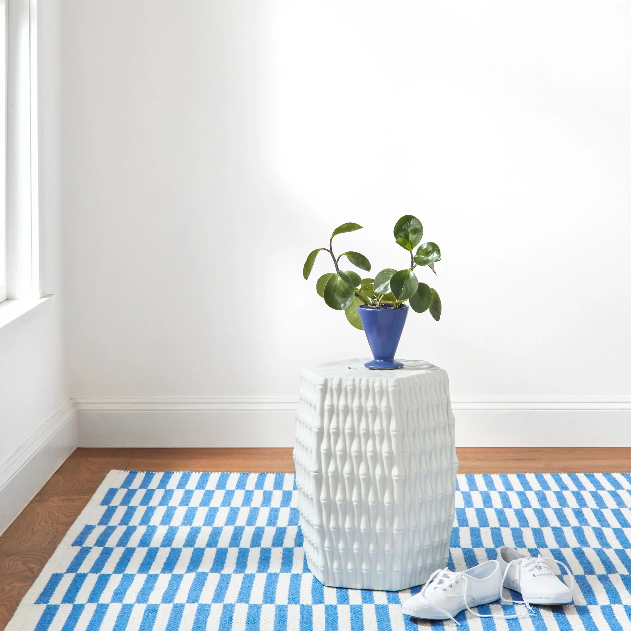 Sailing Stripe French Blue Handwoven Indoor/Outdoor Rug - Image 3