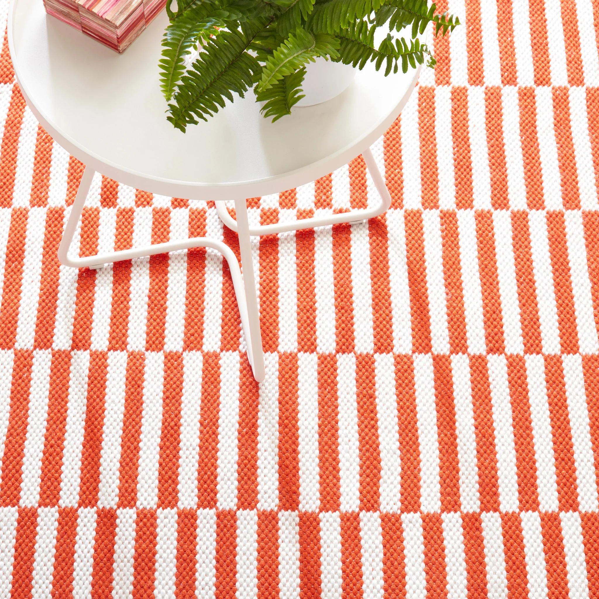 Sailing Stripe Tangerine Handwoven Indoor/Outdoor Rug - Image 2