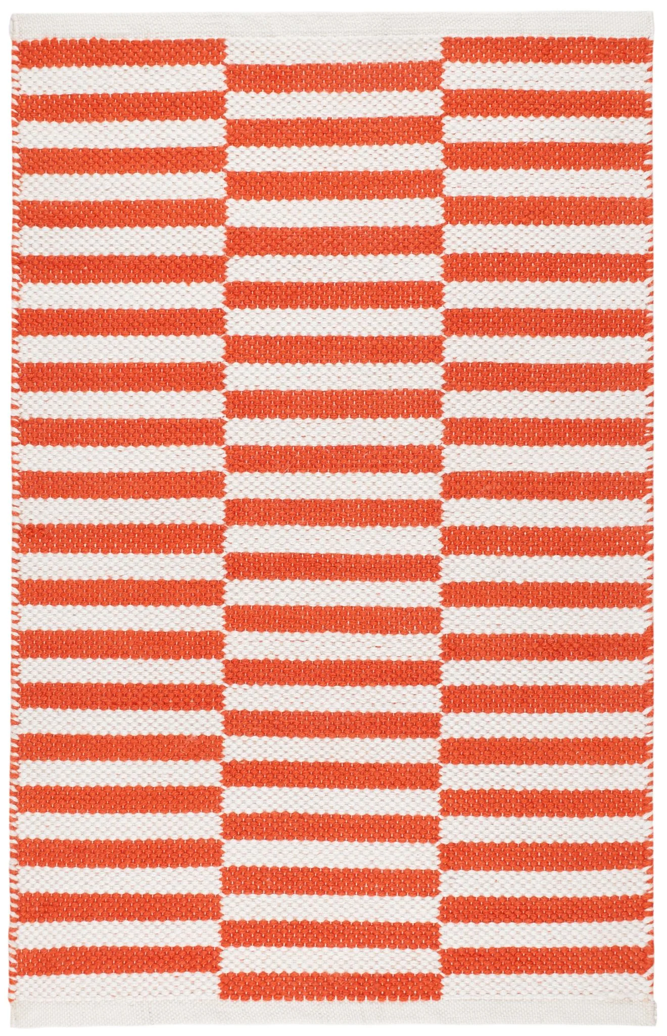 Sailing Stripe Tangerine Handwoven Indoor/Outdoor Rug - Image 1