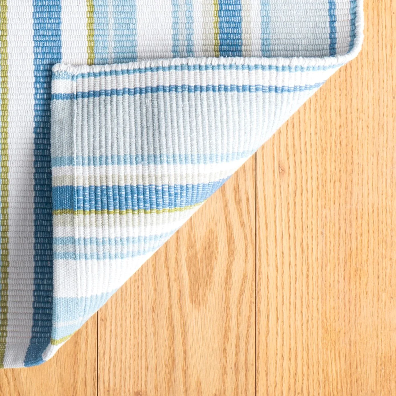 Daphne Stripe French Blue Handwoven Cotton Rug - Image 3