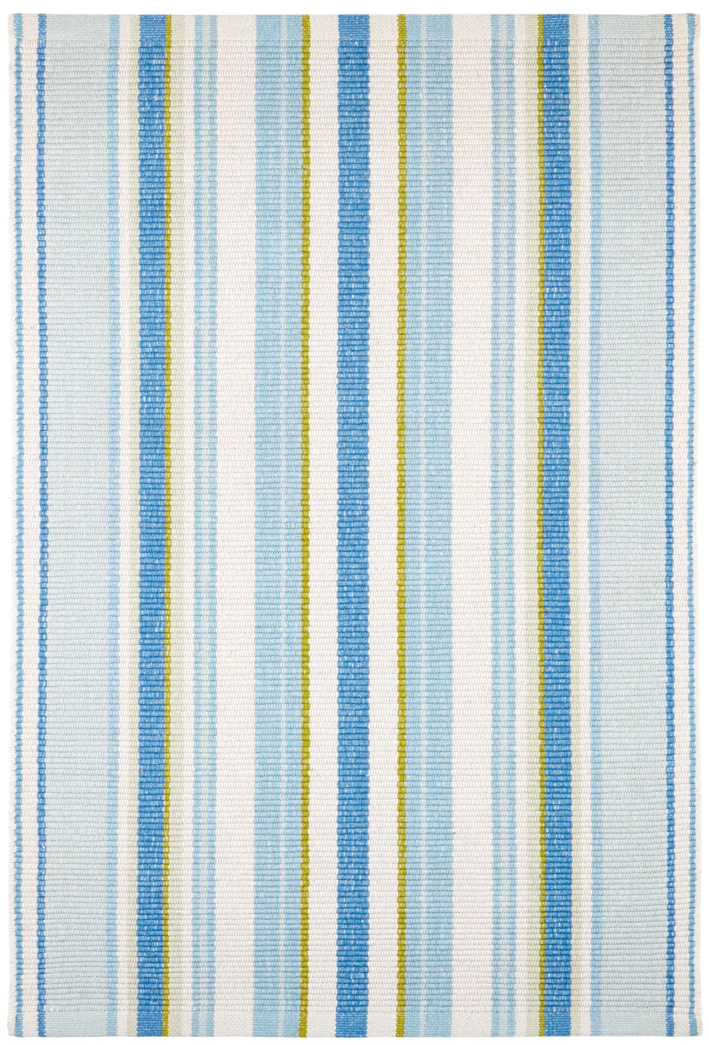 Daphne Stripe French Blue Handwoven Cotton Rug - Image 1