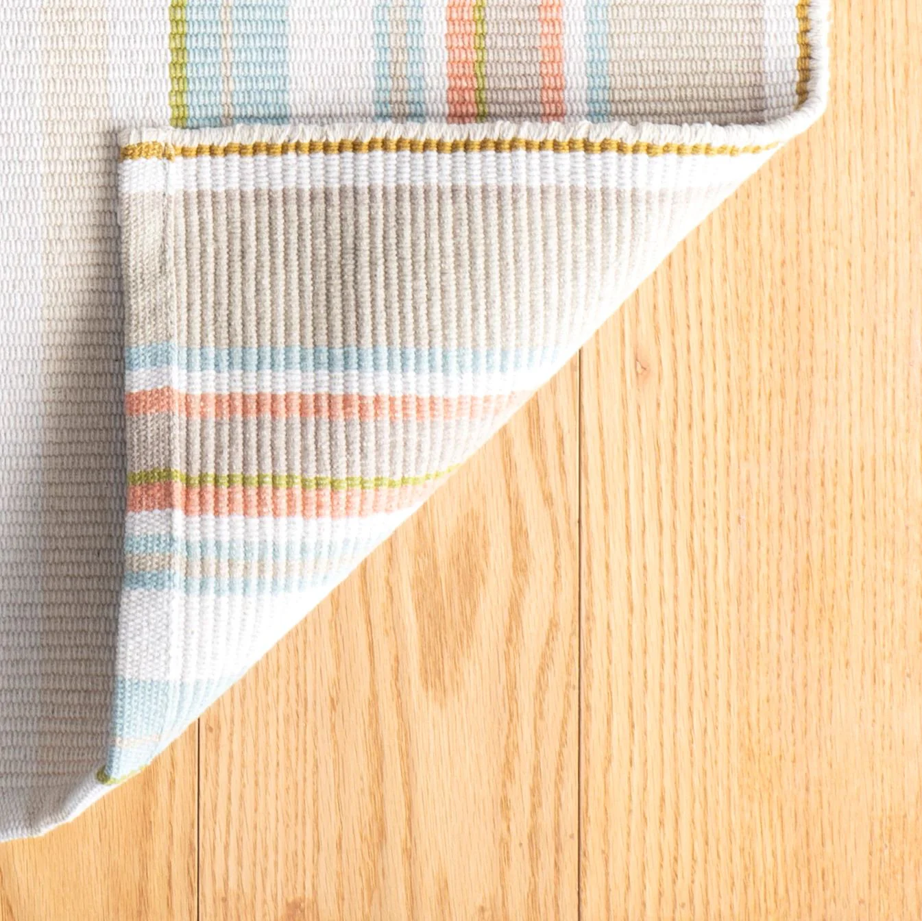 Daphne Stripe Sky Handwoven Cotton Rug - Image 3