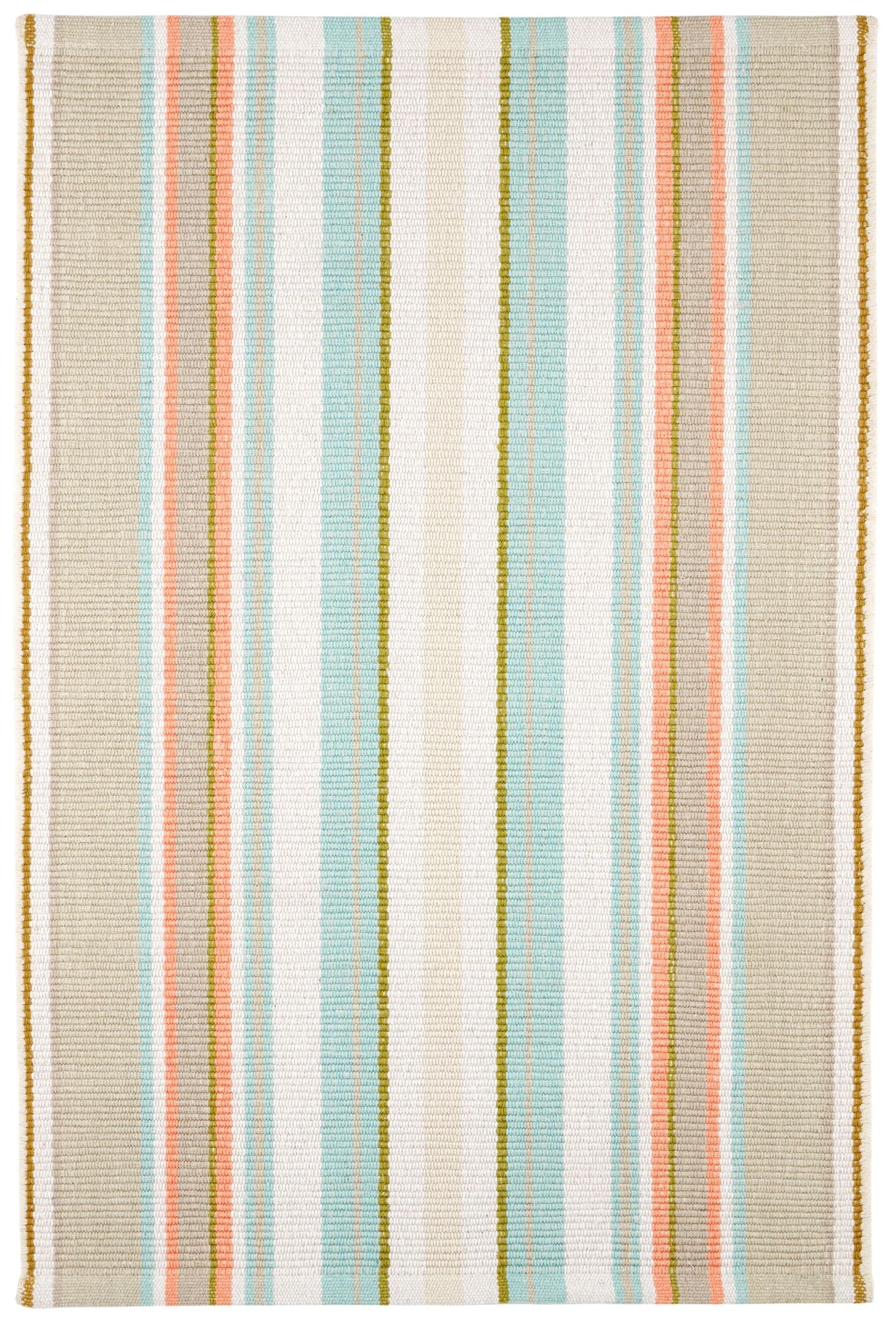Daphne Stripe Sky Handwoven Cotton Rug - Image 1