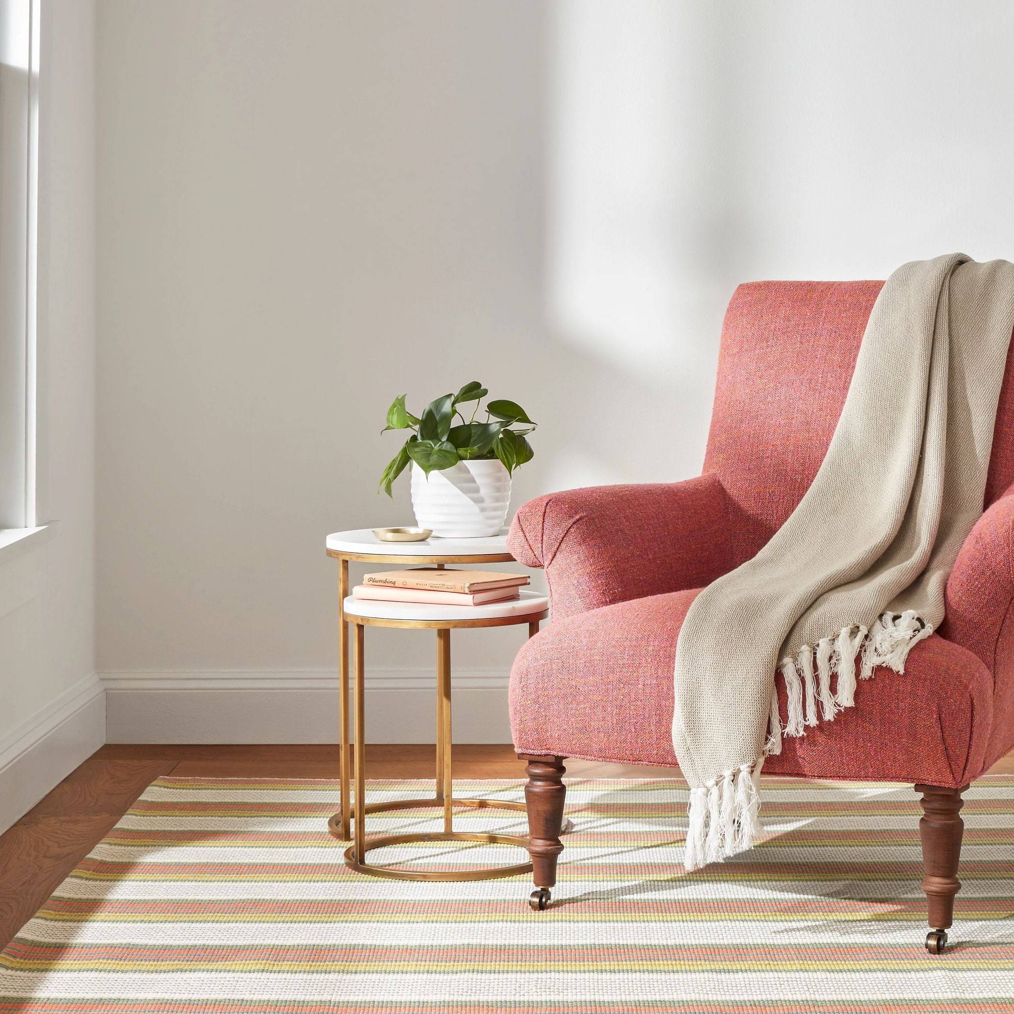 Sloane Stripe Sprout Handwoven Cotton Rug - Image 2