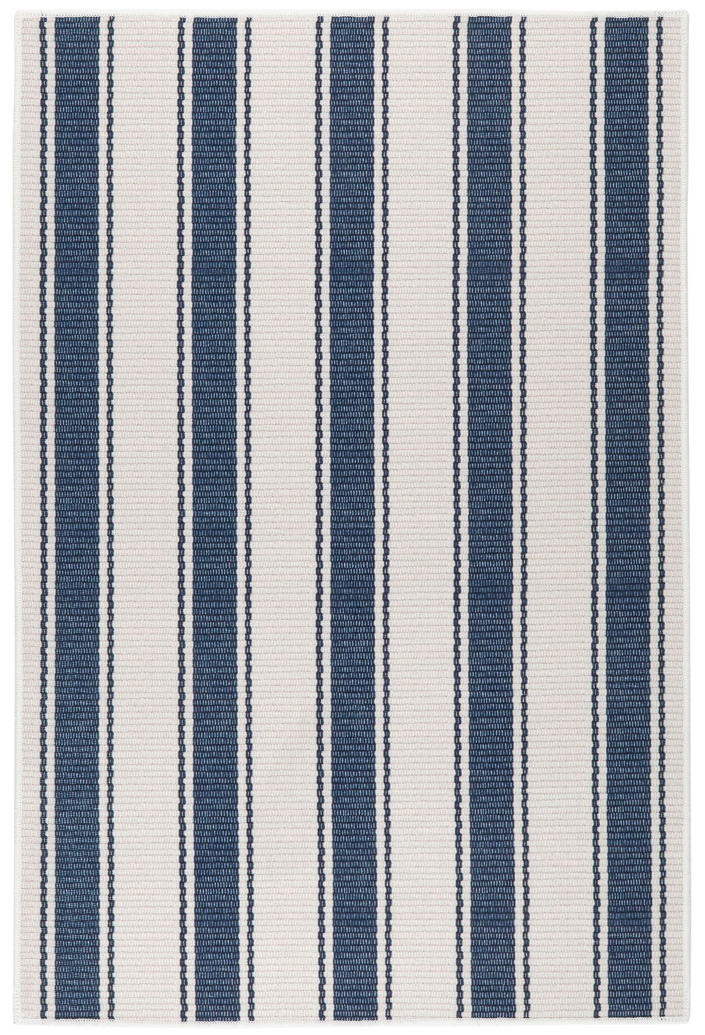 Blue Awning Stripe Machine Washable Rug - Image 1