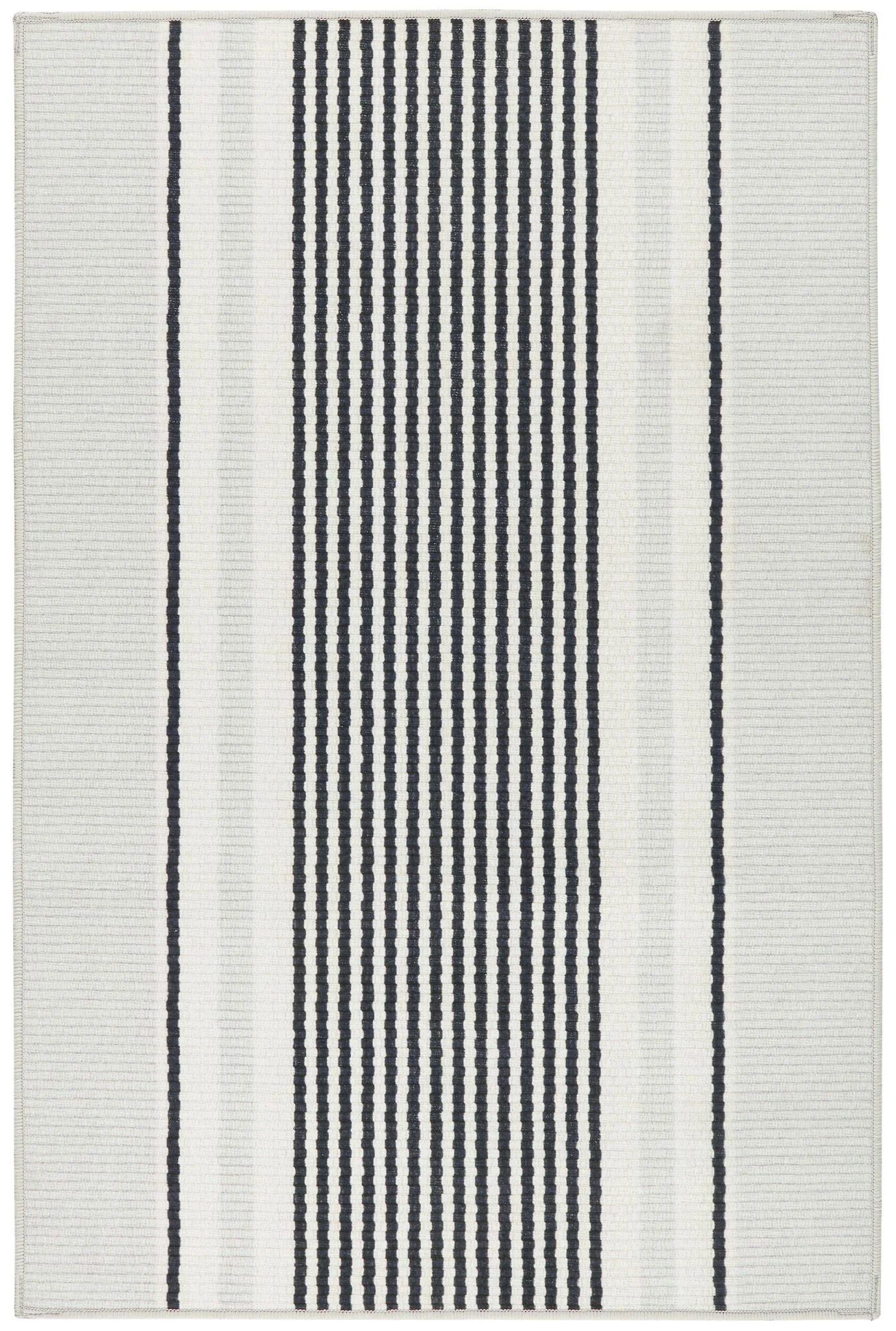 Gunner Stripe Grey Machine Washable Rug - Image 1