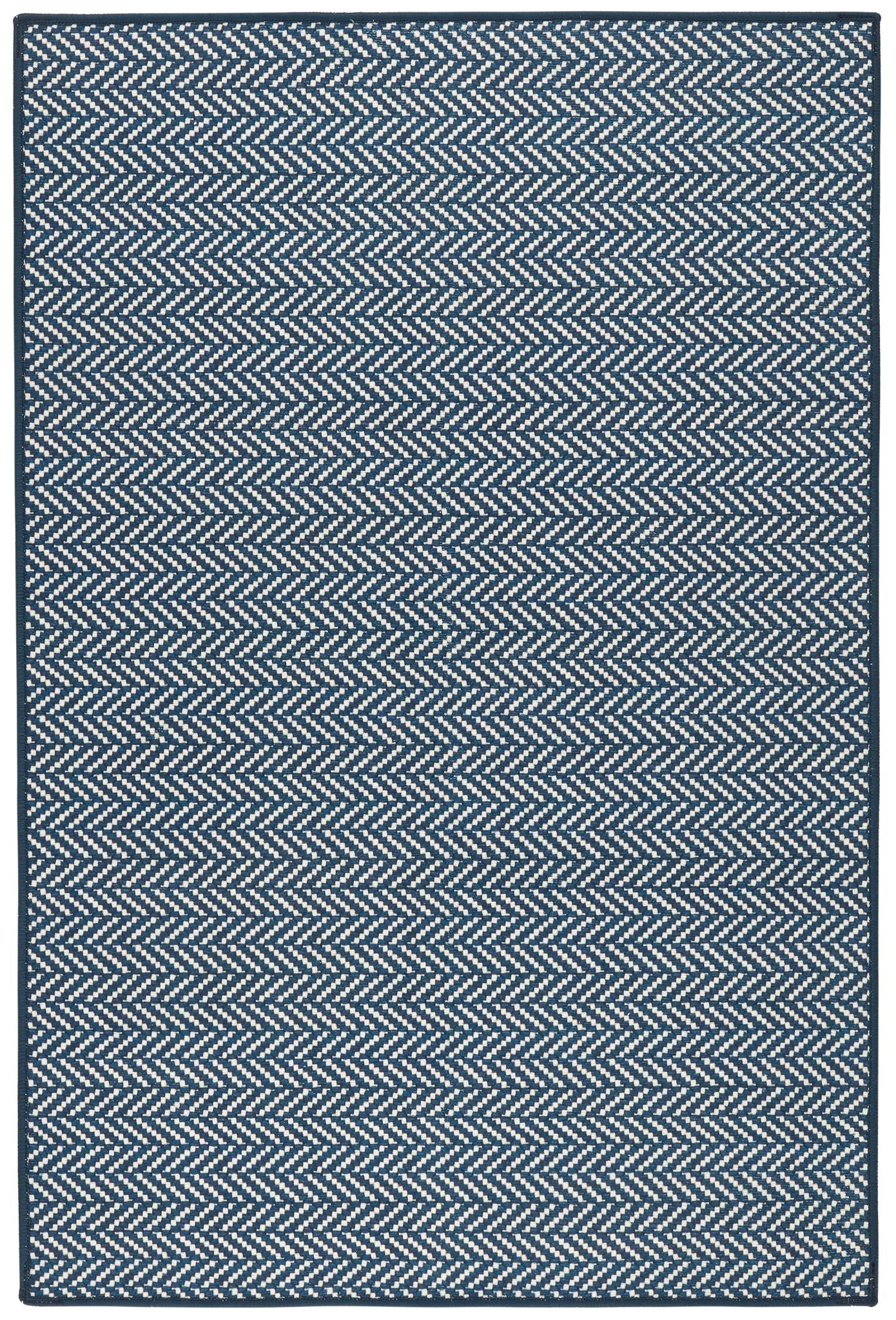 Herringbone Navy Machine Washable Rug - Image 1