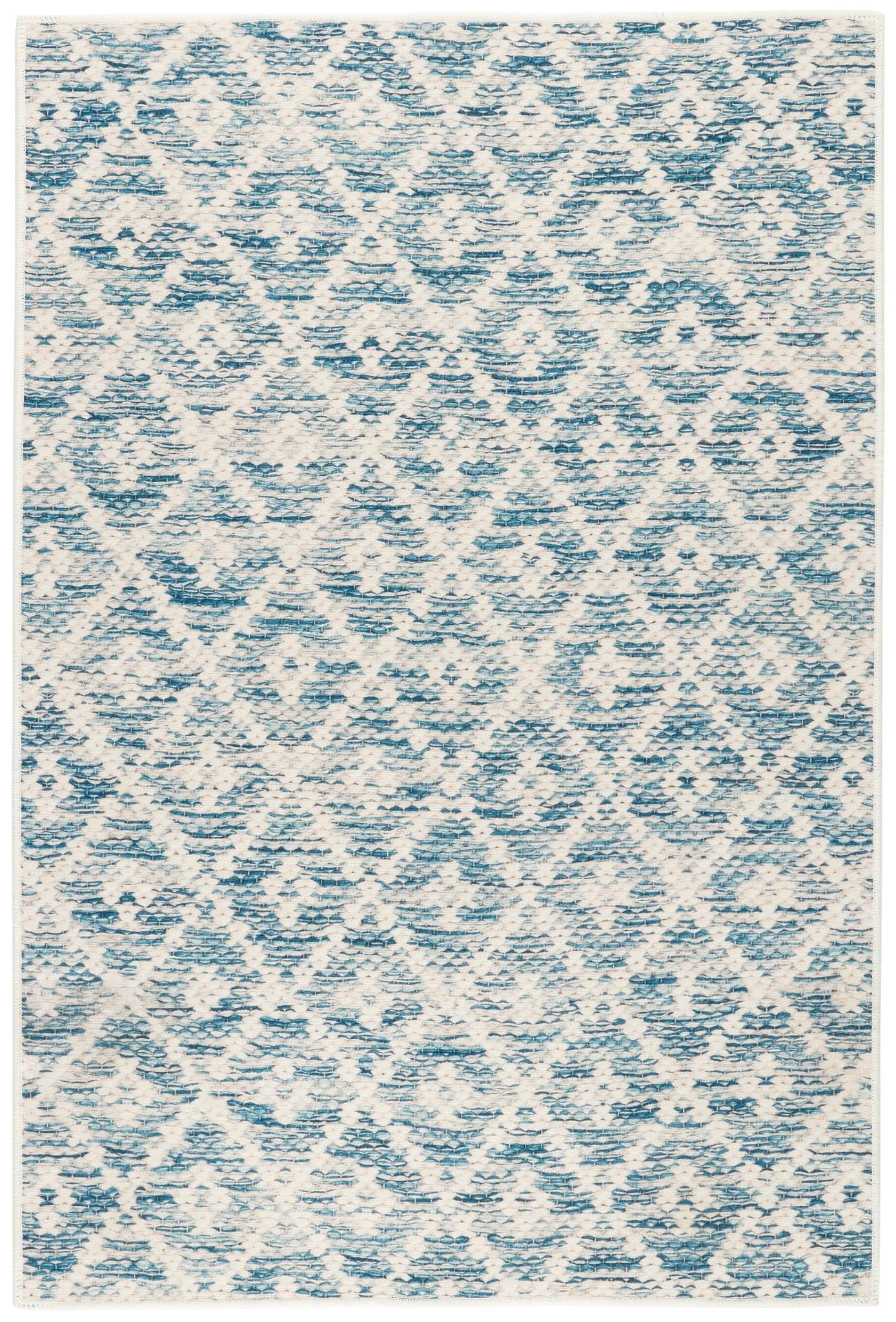 Melange Diamond Blue Machine Washable Rug - Image 1
