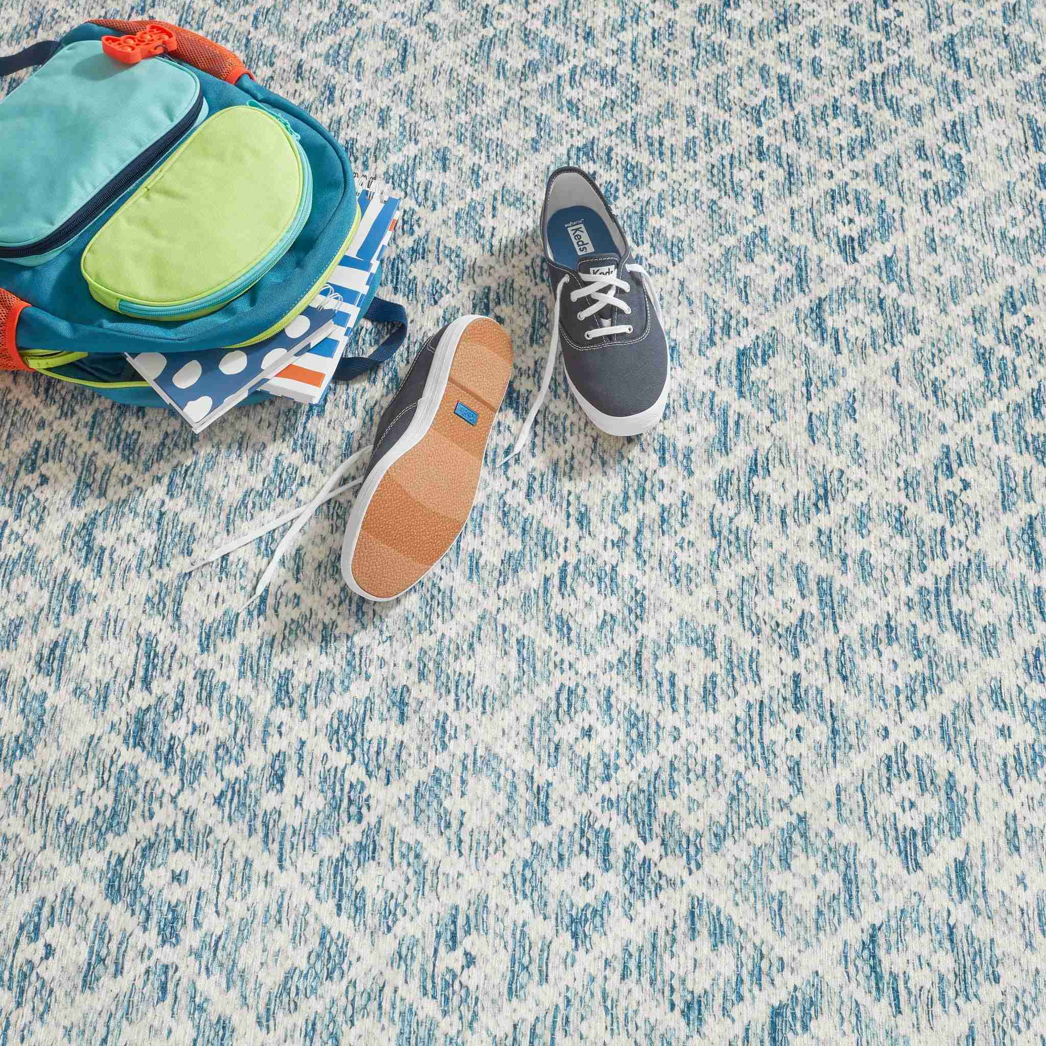 Melange Diamond Blue Machine Washable Rug - Image 2