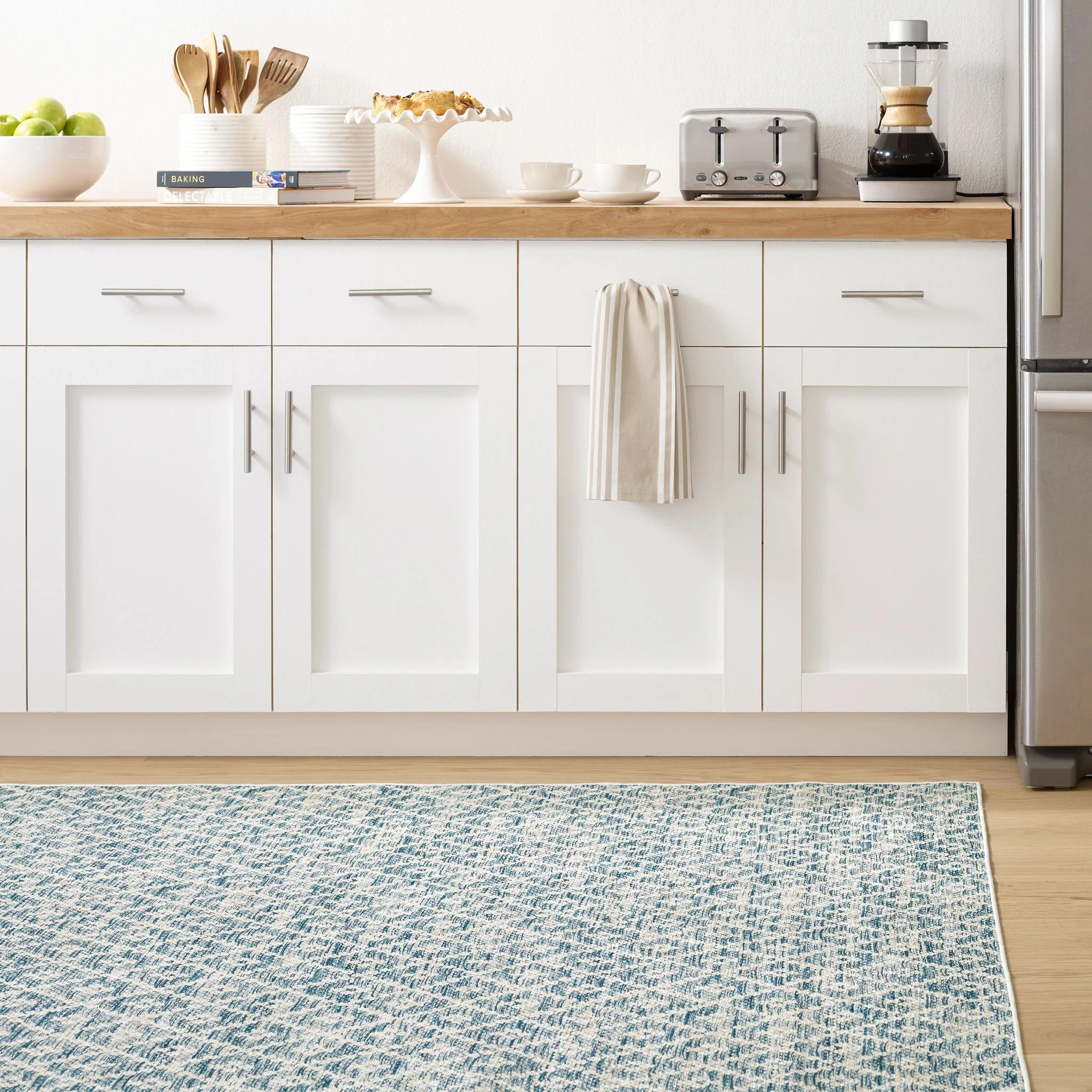 Melange Diamond Blue Machine Washable Rug - Image 3