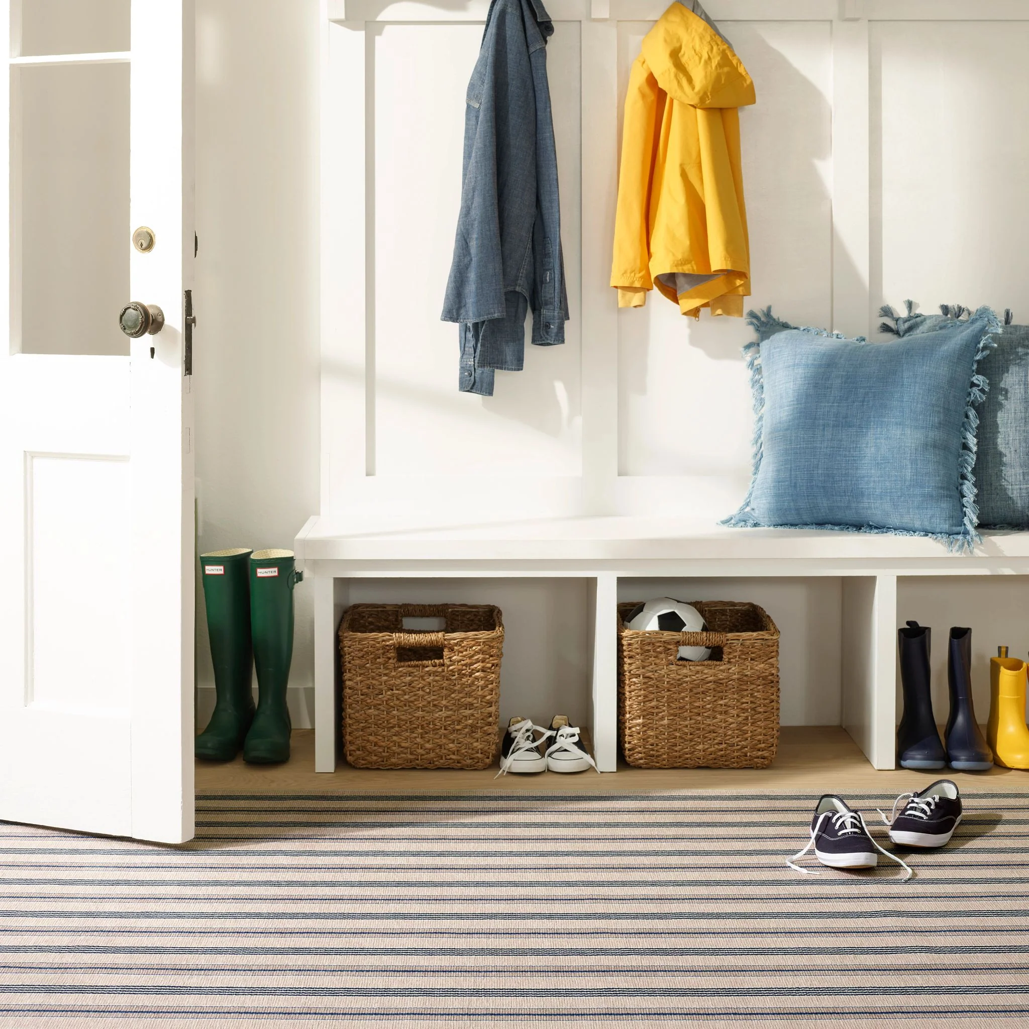 Nimes Ticking Neutral Machine Washable Rug - Image 3
