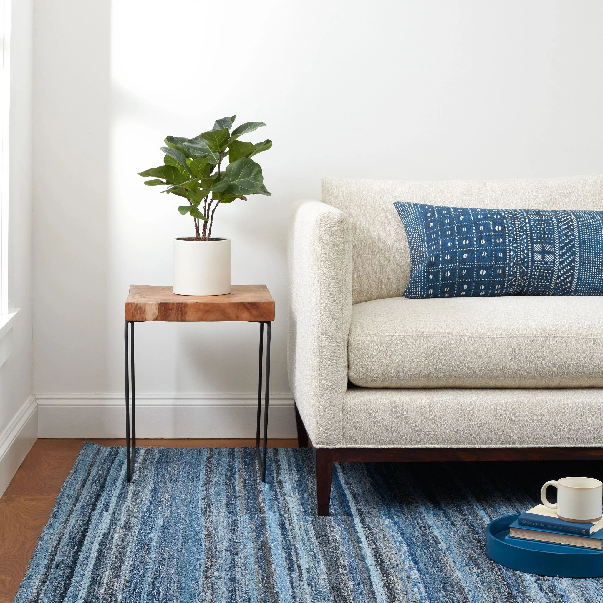 Denim Chindi Blue Hand Hooked Cotton Rug - Image 2
