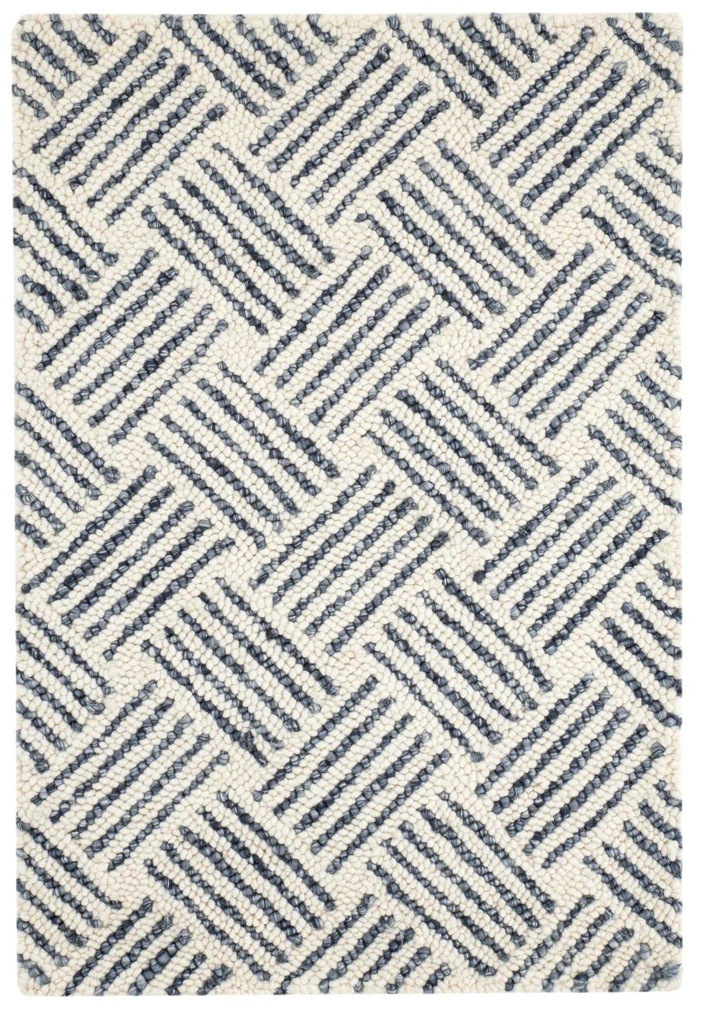 Layers Indigo Hand Hooked Wool Rug - Image 1