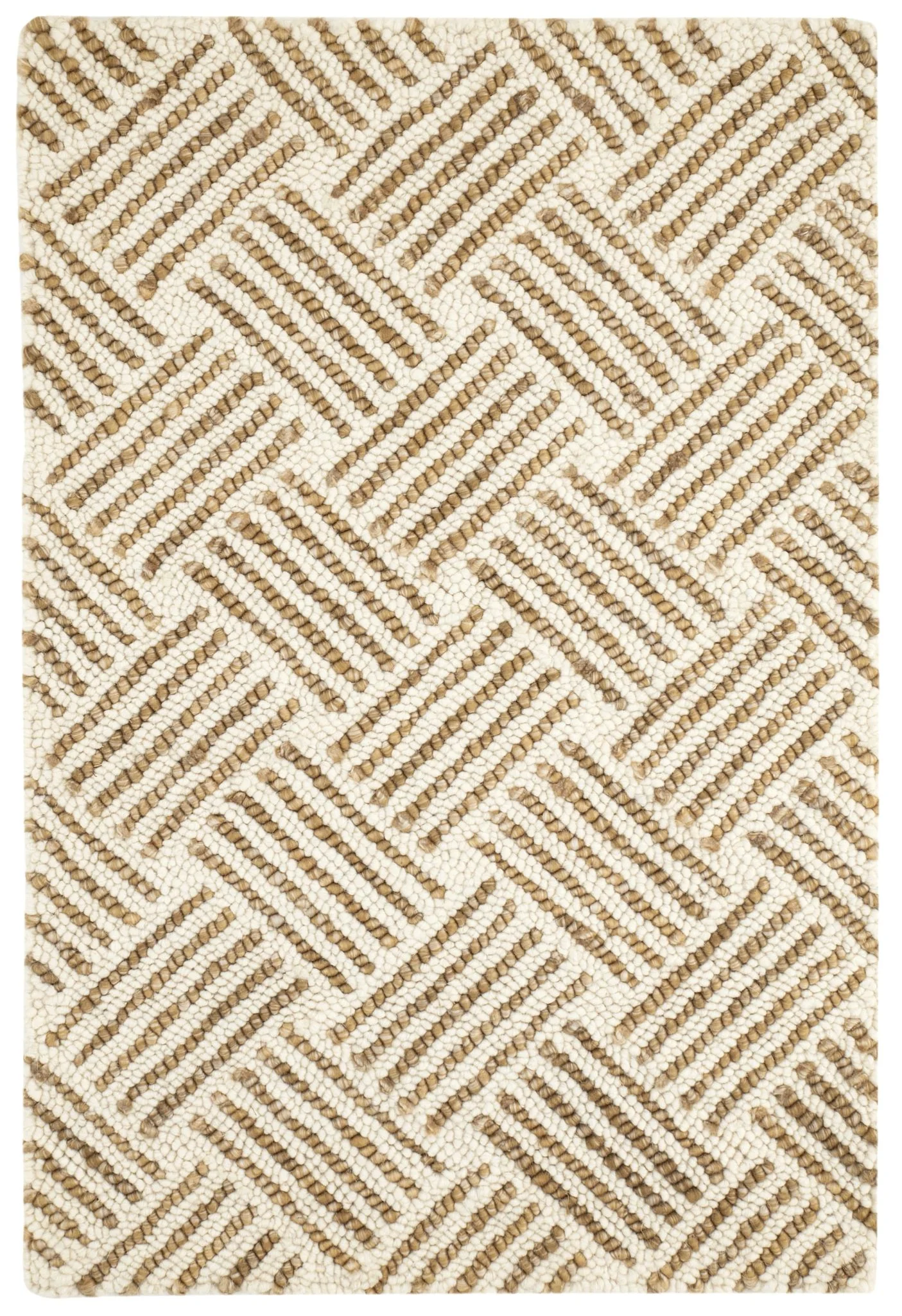 Layers Ochre Hand Hooked Wool Rug - Image 1