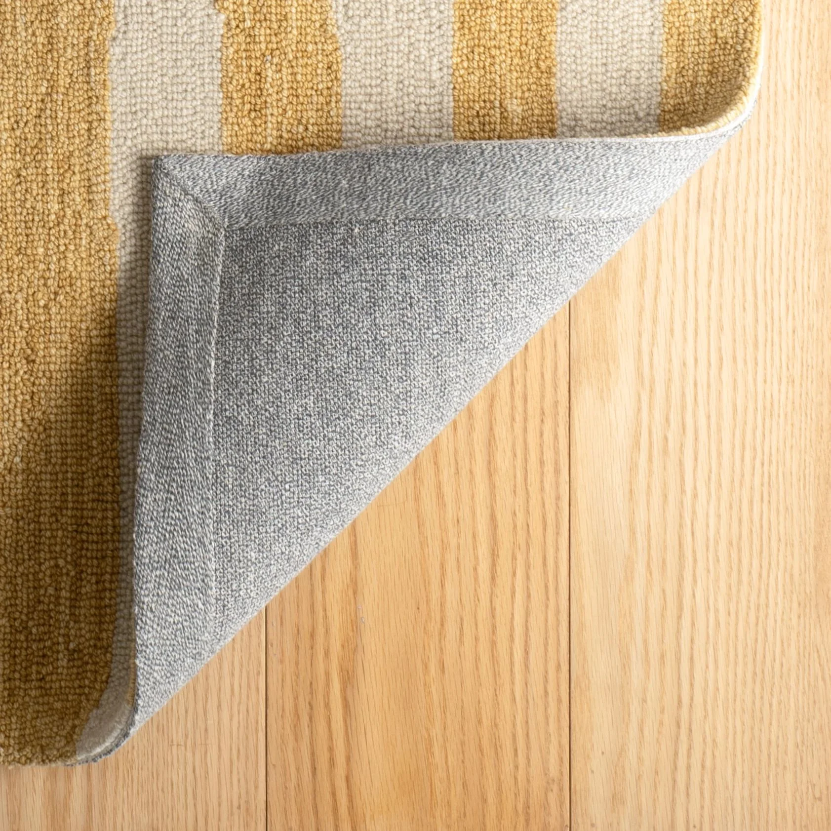 Silas Stripe Gold Hand Micro Hooked Wool Rug - Image 3