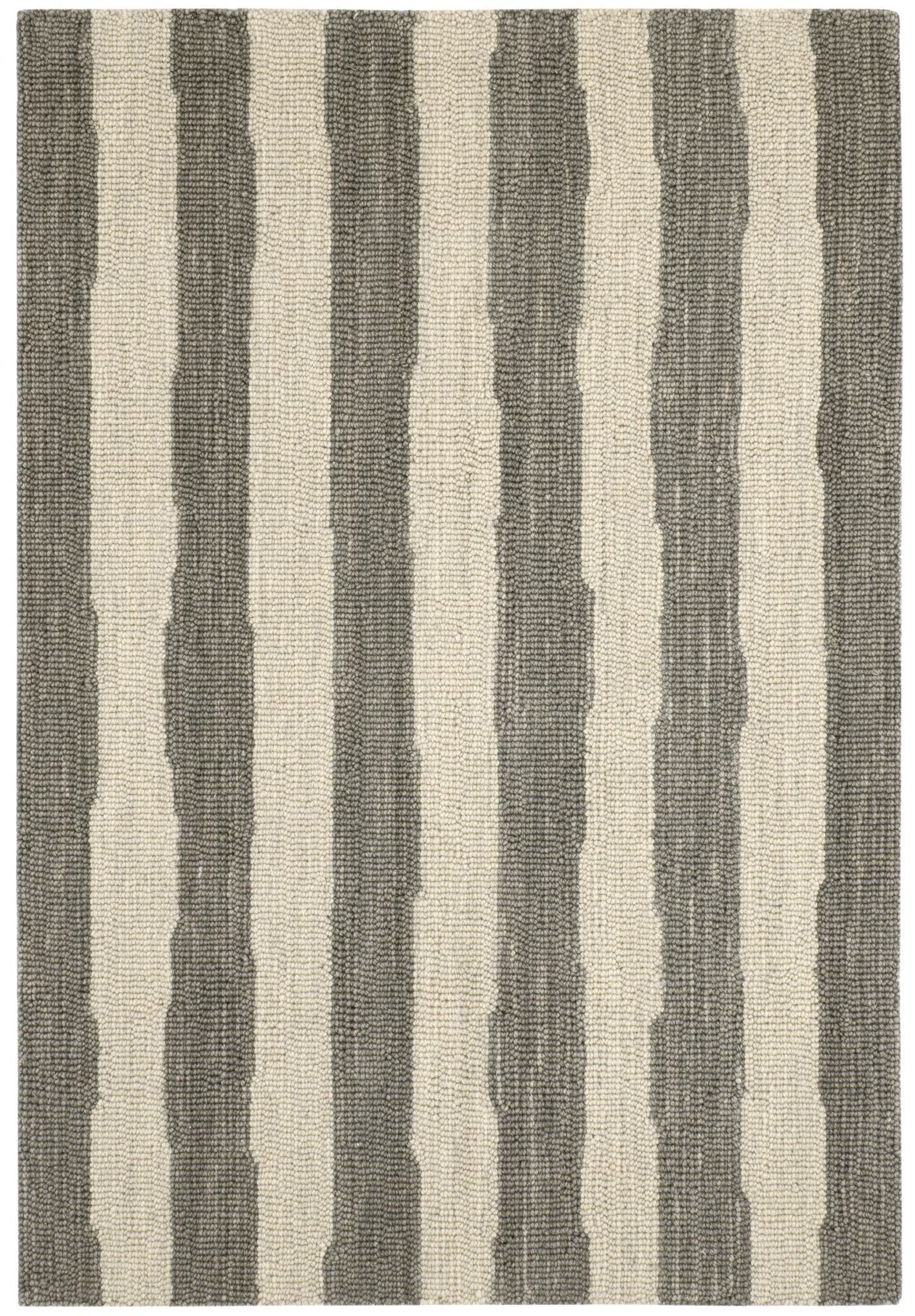 Silas Stripe Grey Hand Micro Hooked Wool Rug - Image 1