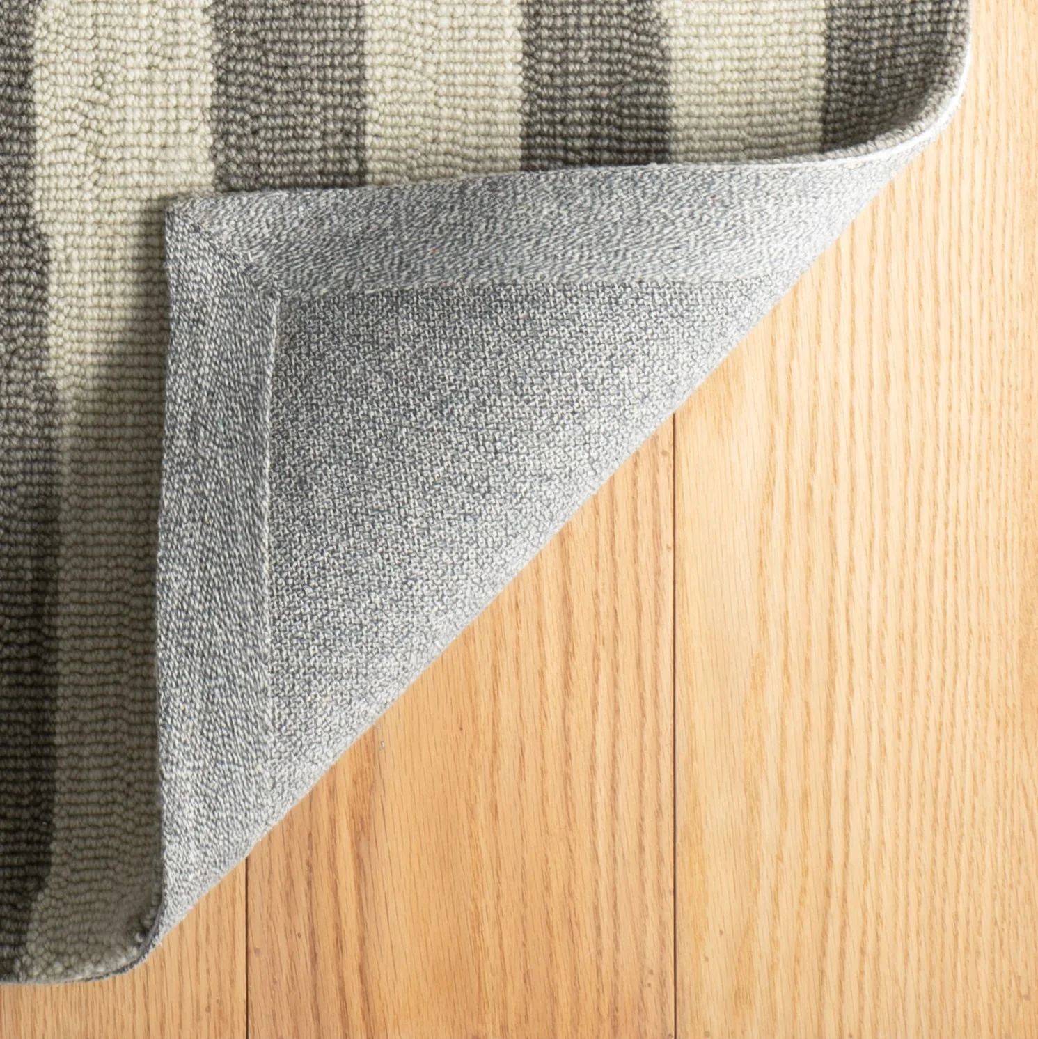 Silas Stripe Grey Hand Micro Hooked Wool Rug - Image 3