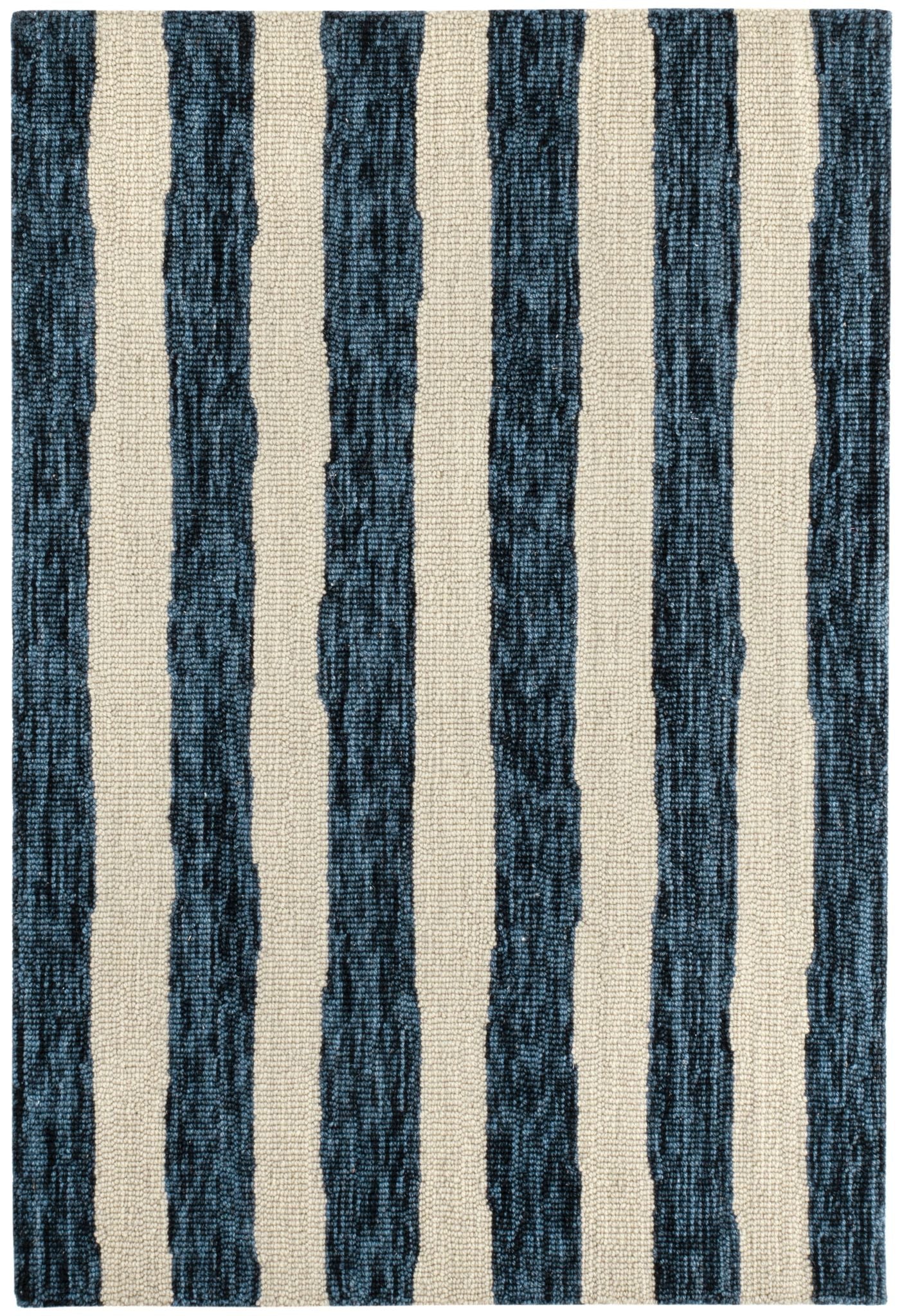Silas Stripe Navy Hand Micro Hooked Wool Rug - Image 1