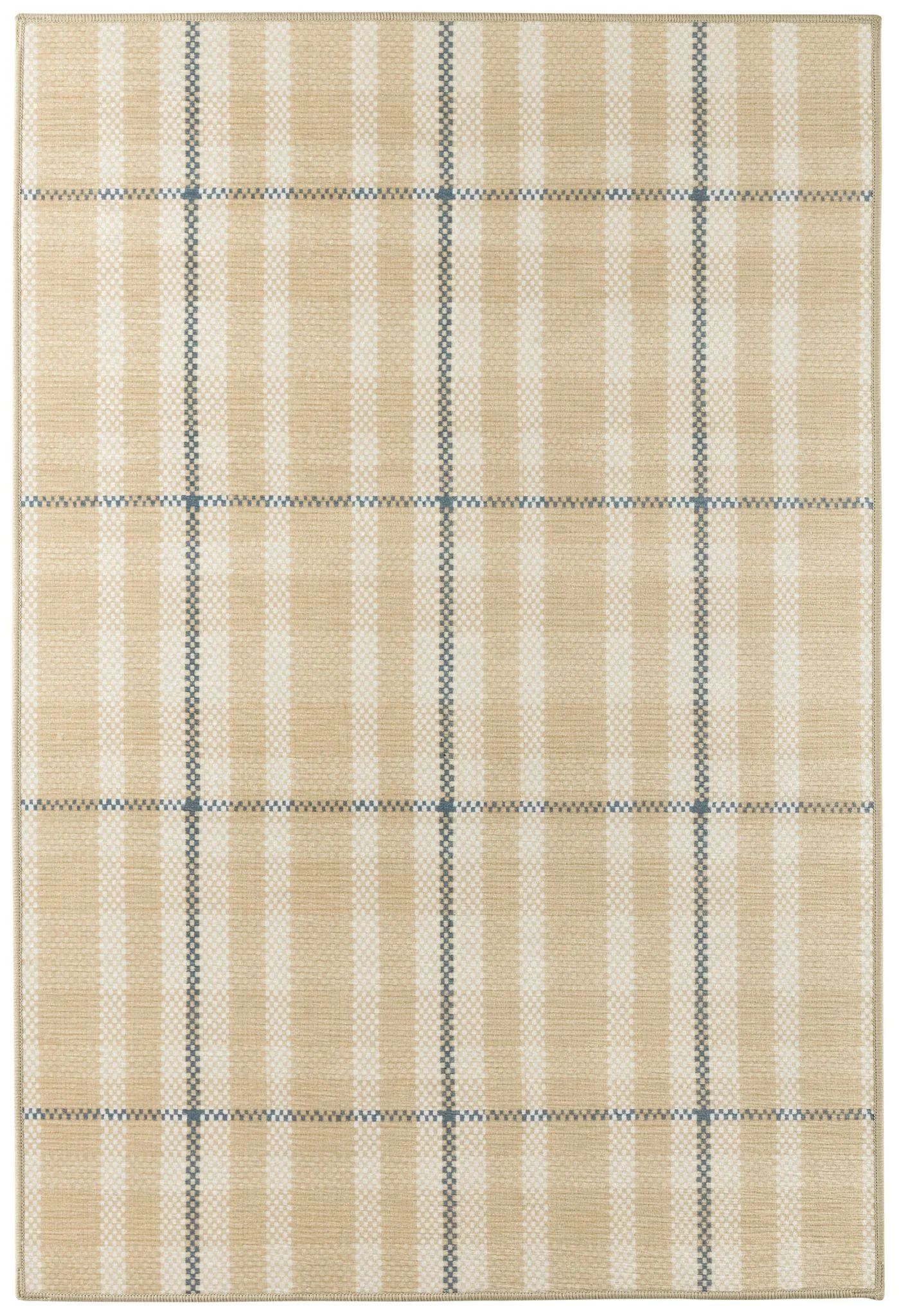 Hallie Plaid Khaki Machine Washable Rug - Image 1