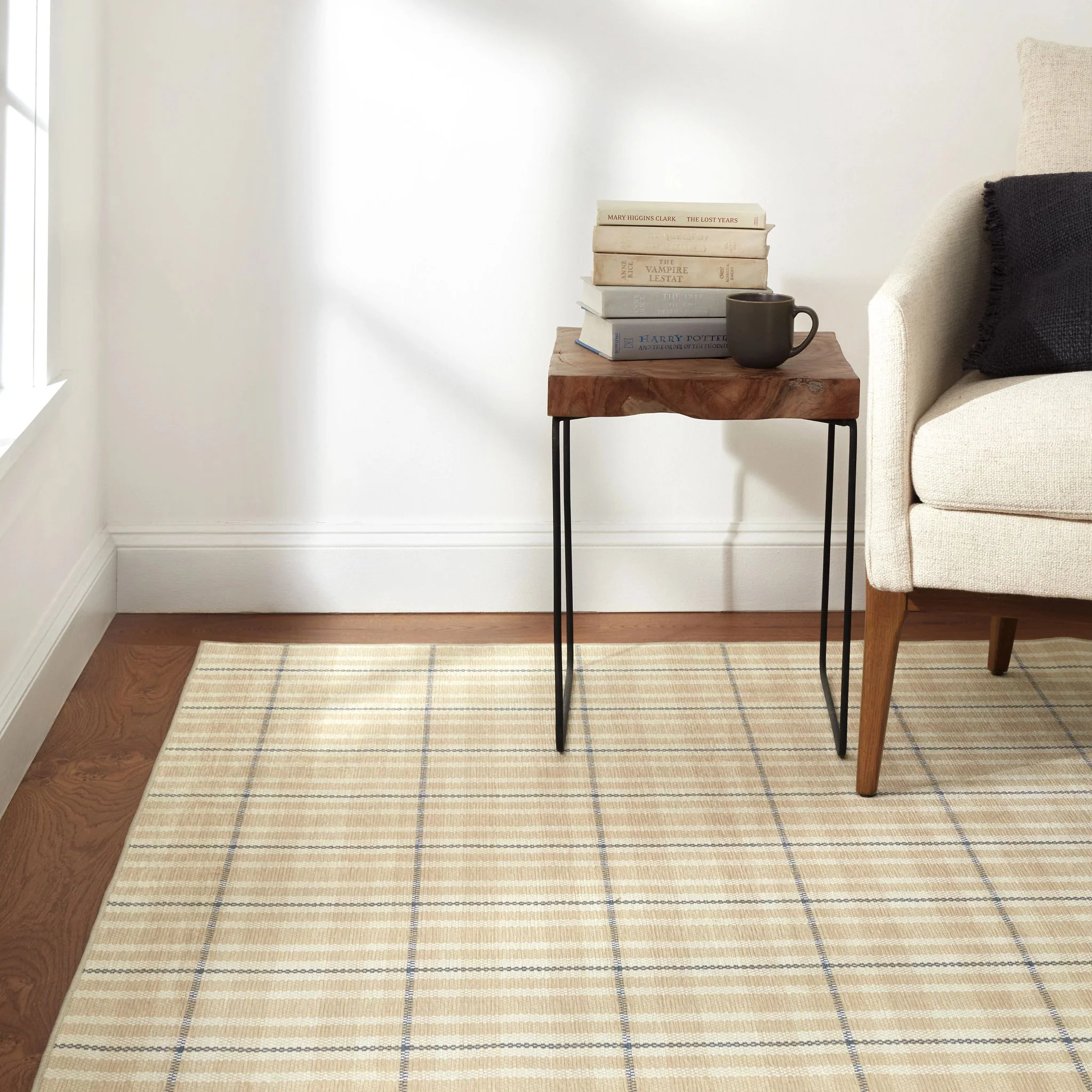 Hallie Plaid Khaki Machine Washable Rug - Image 2