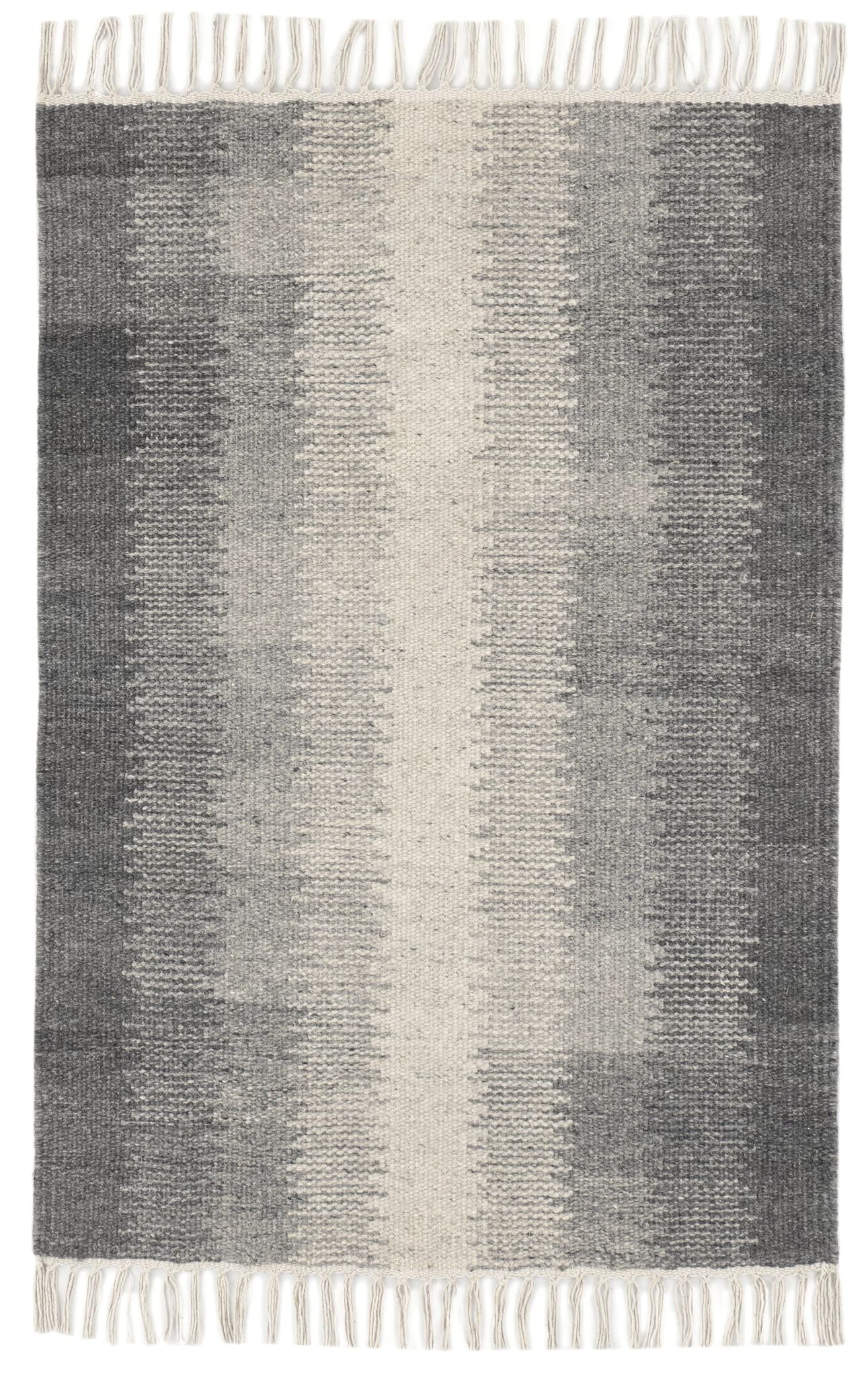 Ronan Ikat Grey Handwoven Wool Rug - Image 1